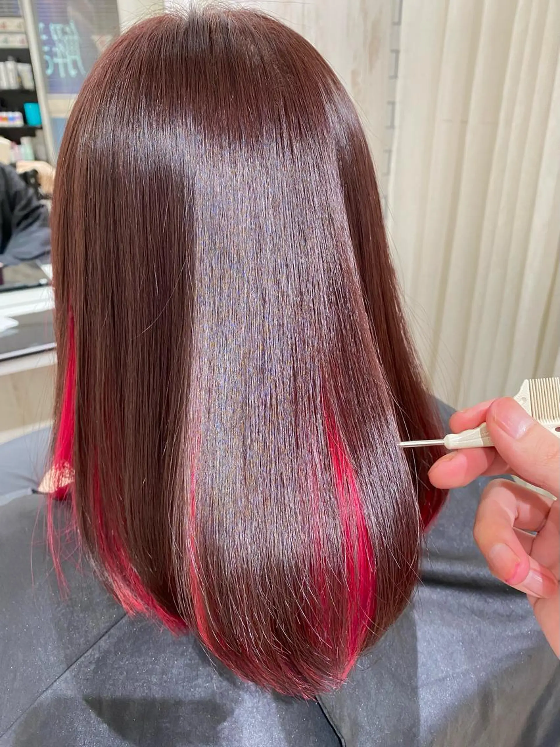 ミディアム カラー シールエクステ ブリーチ ケアブリーチ ダブルカラー ハイライトカラー  渡部 妃月のヘアスタイル