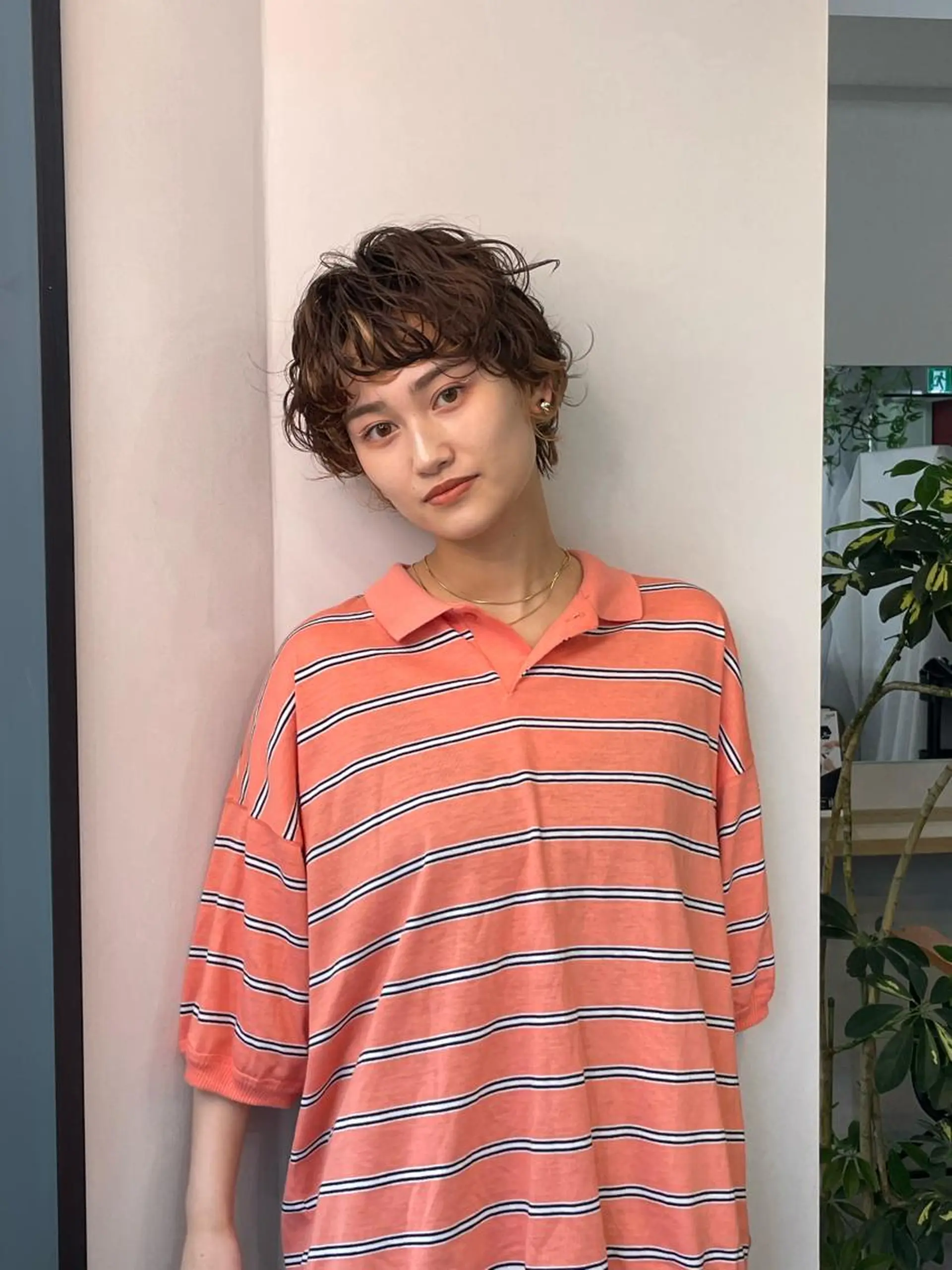 ショート カラー パーマ カット ヘアカラー トリートメント パーマ* 顔まわり似合わせのヘアスタイル