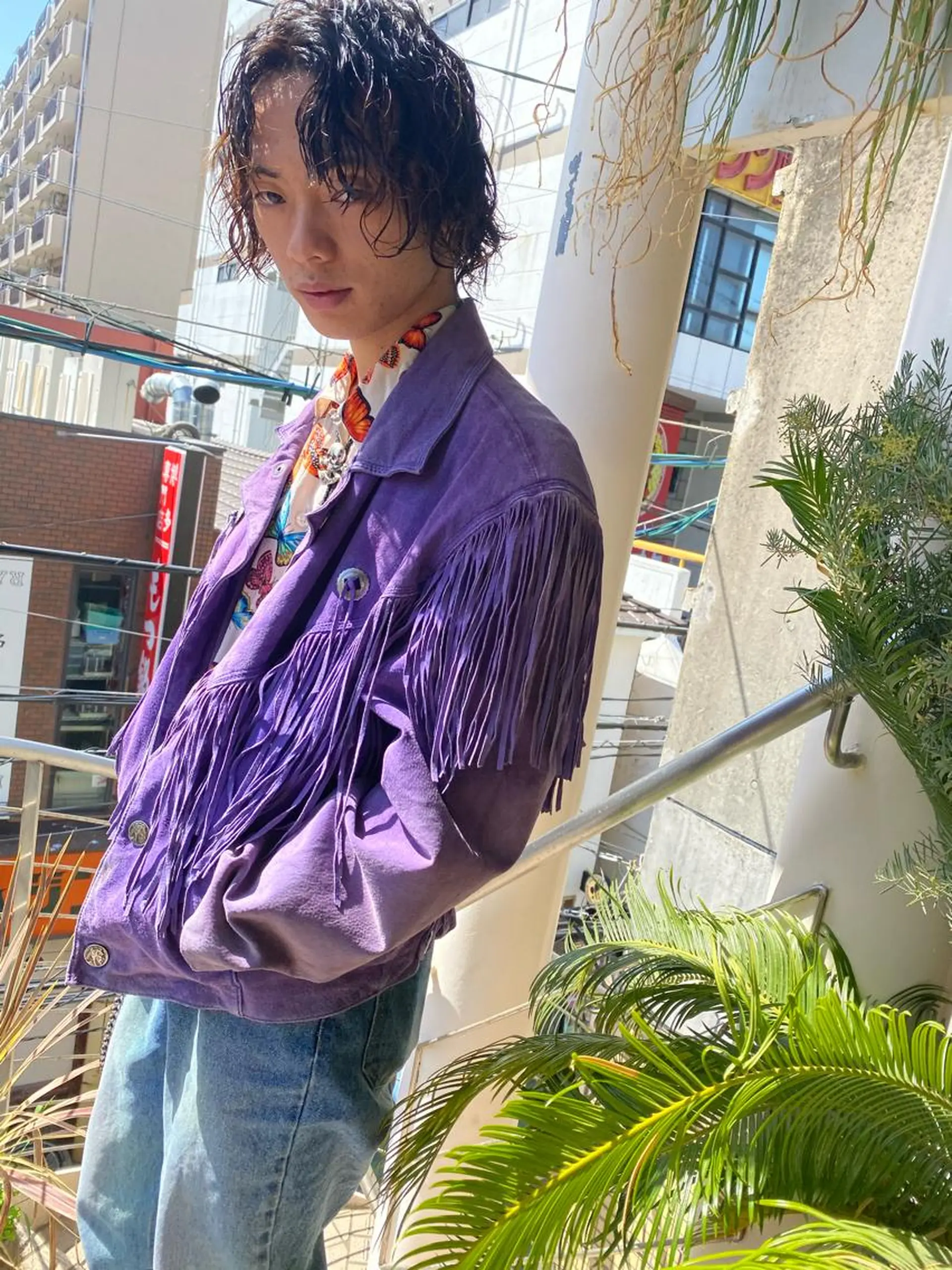 ミディアム メンズ カット パーマ トリートメント qiie/長友 インナーカラーのヘアスタイル
