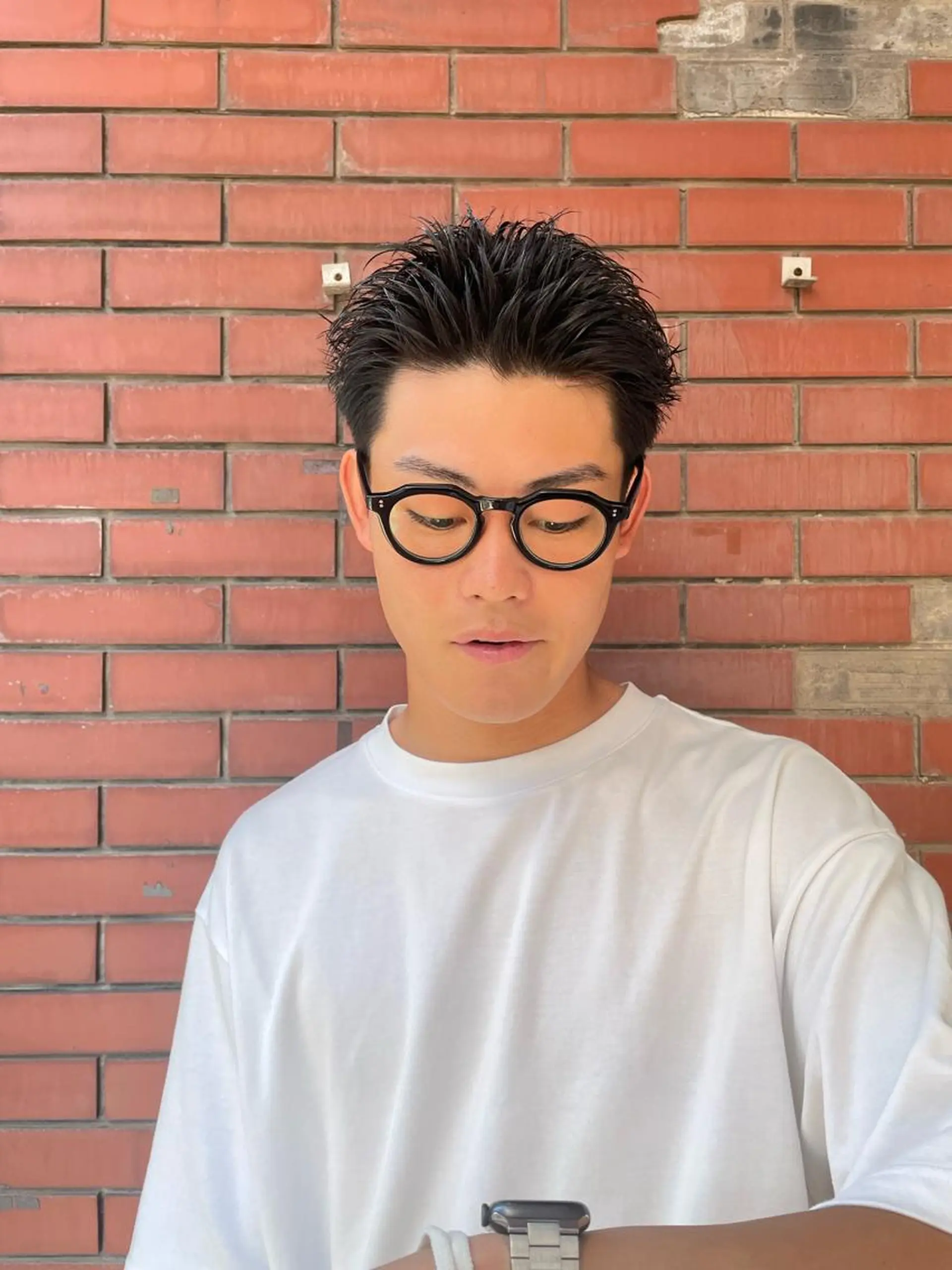 メンズ カット スパイキーパーマ 柏NO1 藤本葉のヘアスタイル