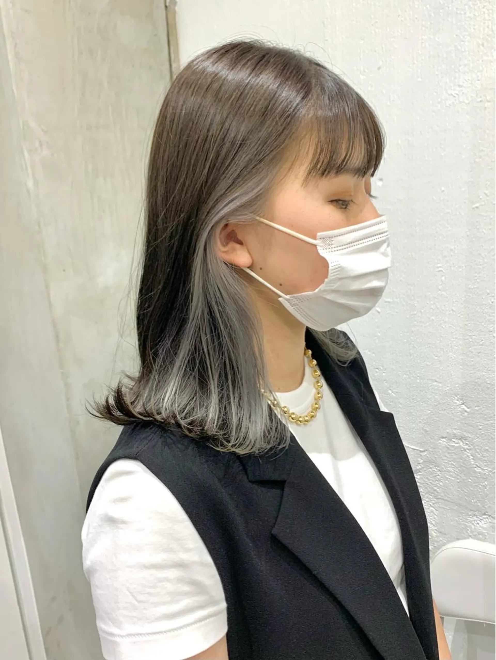 ミディアム カラー ヘアアレンジ ニュアンスハイトーン 🌙サイダサキのヘアスタイル