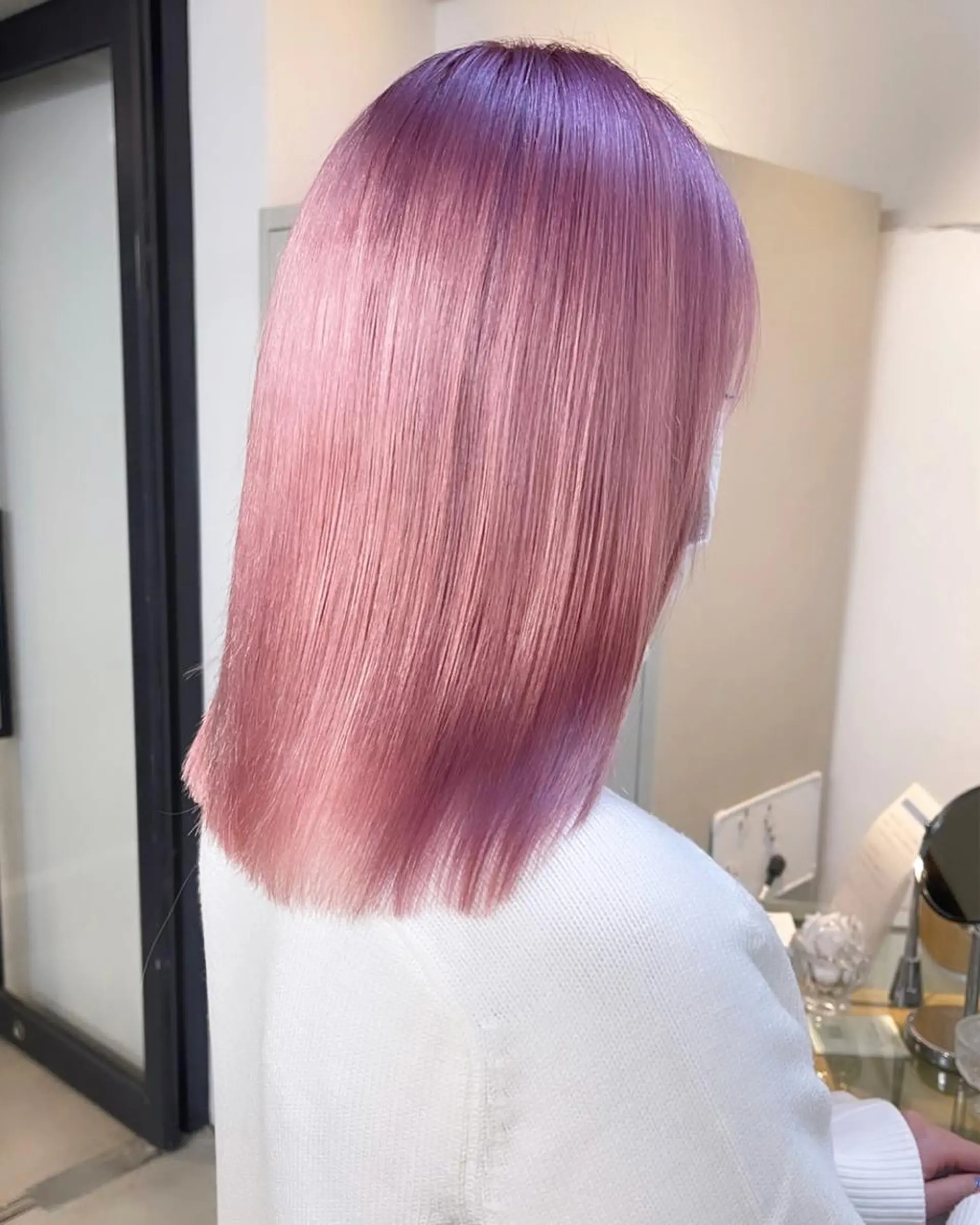 ミディアム カラー ブリーチ ピンクカラー ヘアカラー トリートメント 渋谷ケアブリーチ Suuのヘアスタイル