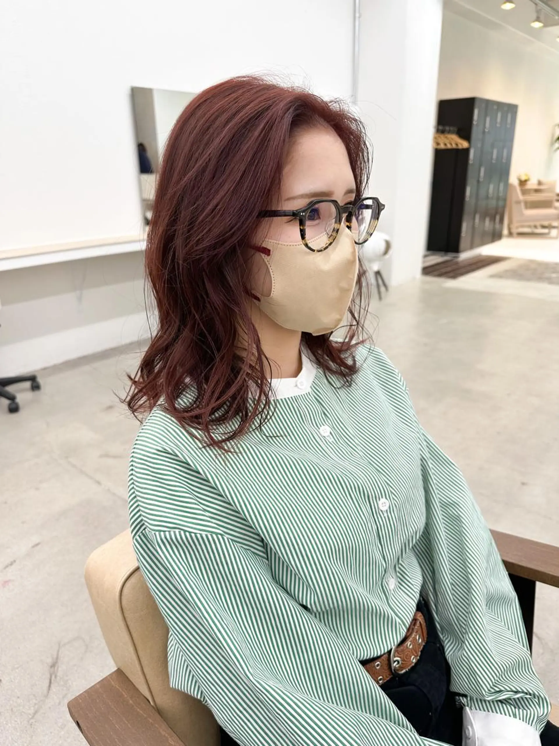 ミディアム カラー ブラウンカラー ピンクカラー ピンクブラウン 🌼透明感艶カラー オリーブ🌼河村咲のヘアスタイル