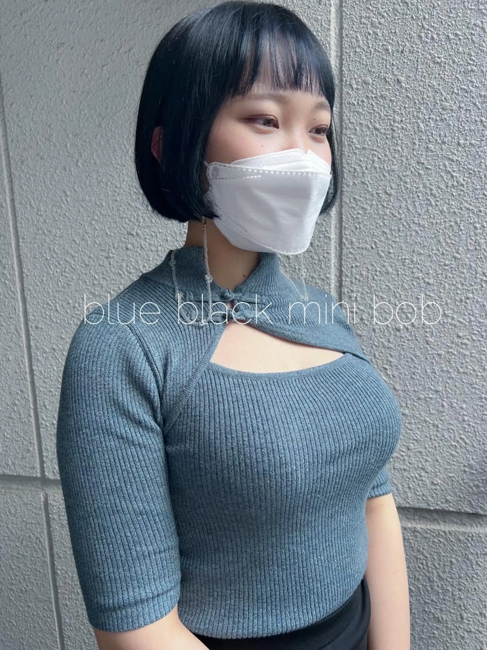 ショート カラー 黒髪 ブルーカラー ブルーブラック ボブ カット ヘアカラー トリートメント facce所属・カラーパティシエ facce🌼ikoのヘアスタイル