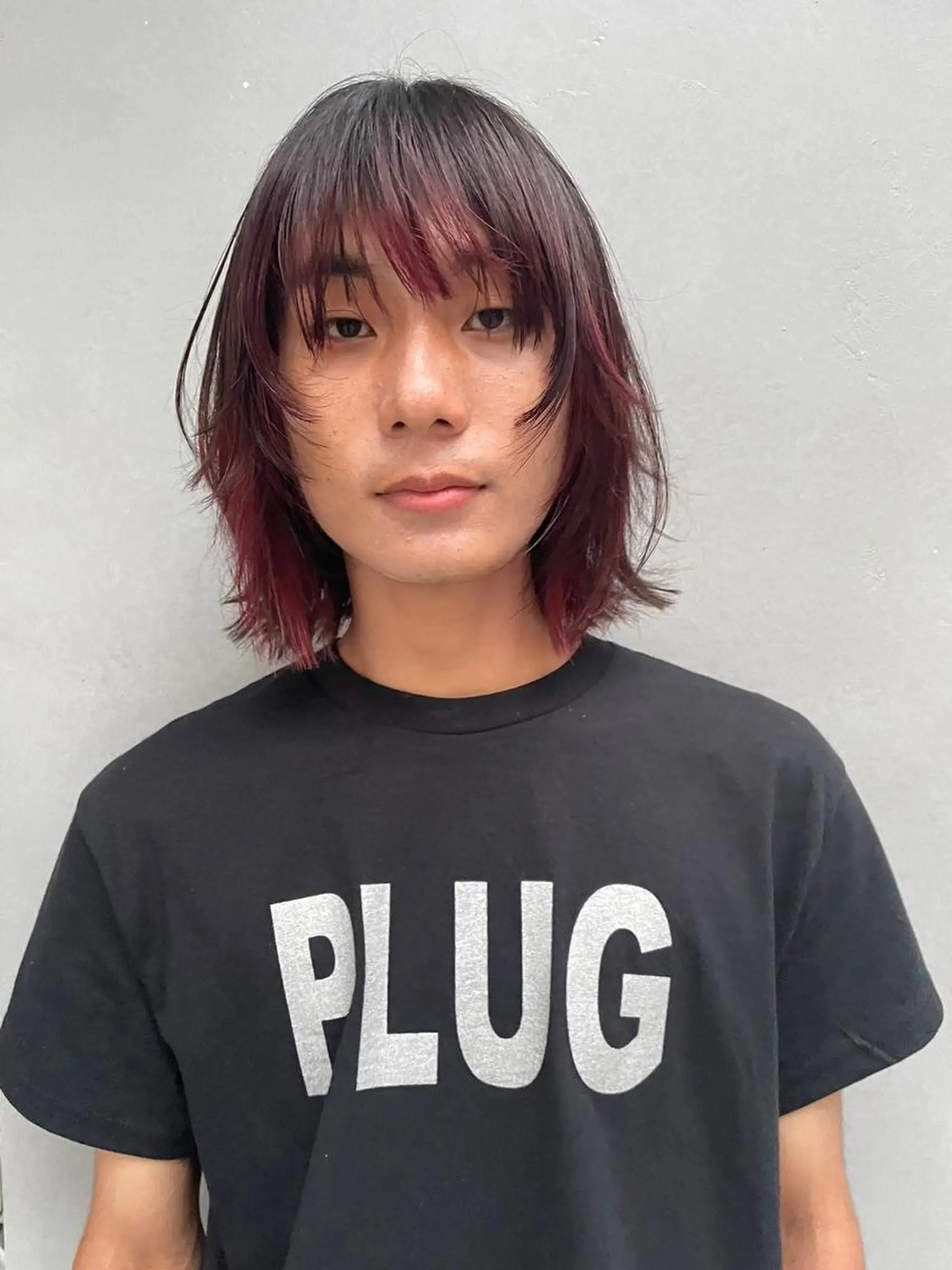 ミディアム カラー メンズ ショートボブ ミディアムパーマ メンズブリーチ メンズハイライト メンズインナーカラー カット ヘアカラー CEINE OURのヘアスタイル