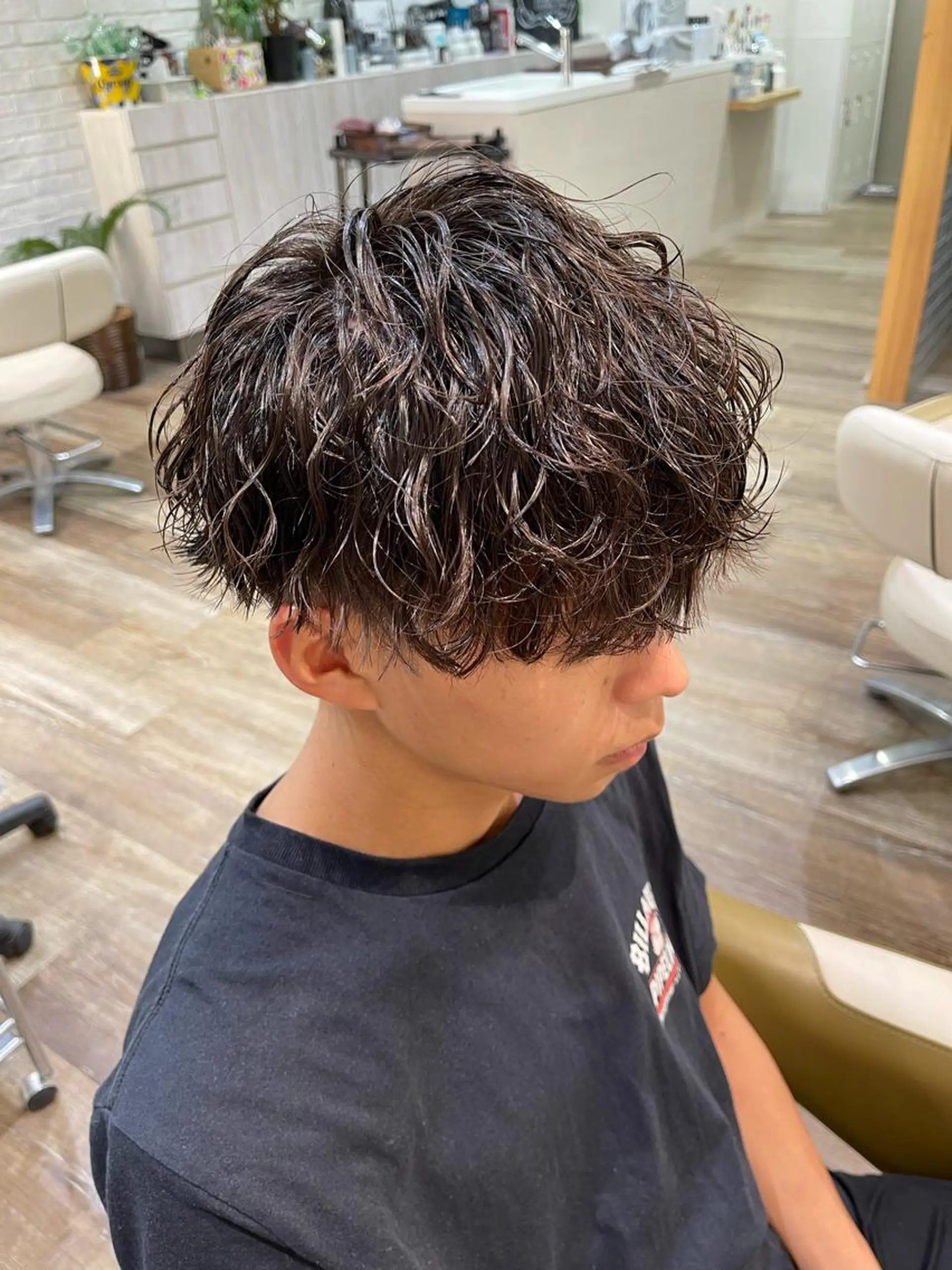 ミディアム パーマ メンズ カット メンズパーマ 北原寿樹のヘアスタイル