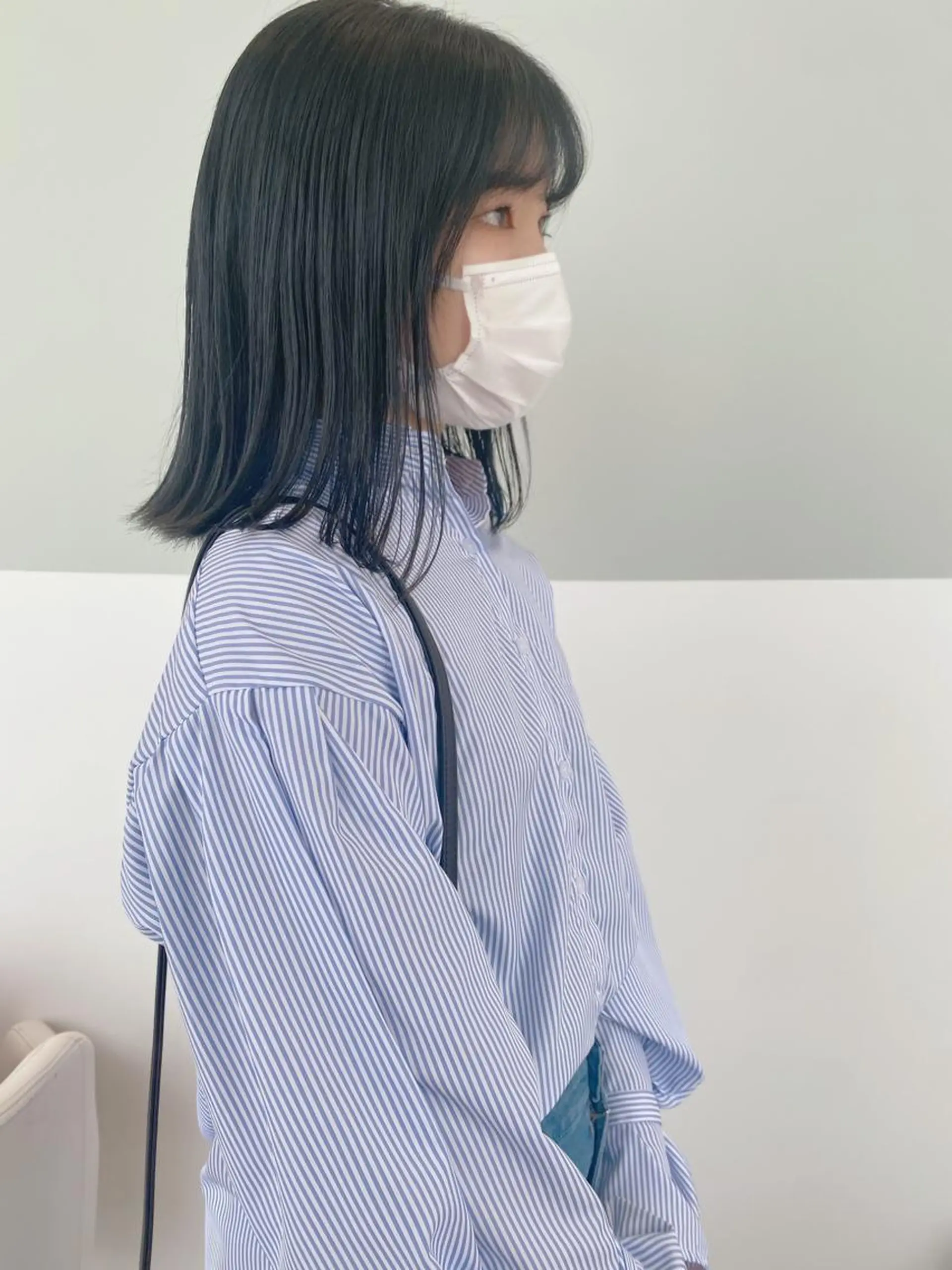 セミロング カラー 黒髪 ブルーカラー ブルーブラック 学生 matsuzawa mihoのヘアスタイル