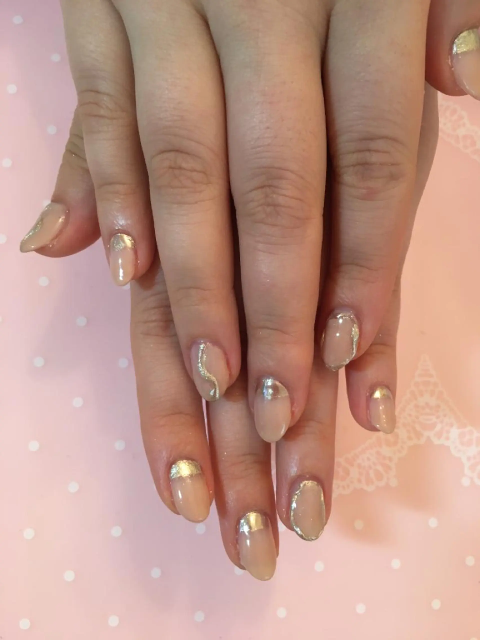 ネイル フレンチネイル ミラーネイル ピンク ピンクベージュ ネイルサロン ショコラのネイルデザイン