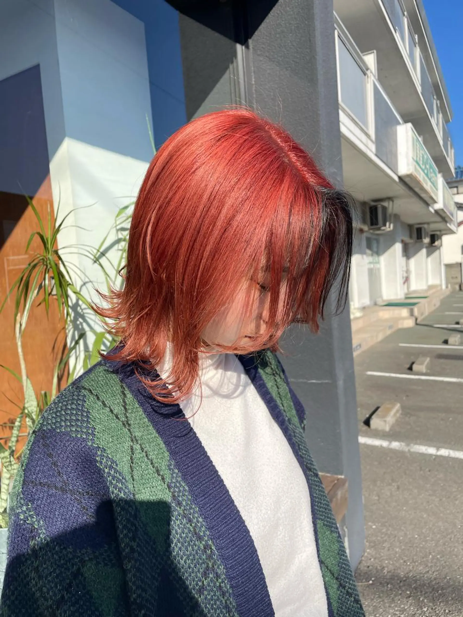 ミディアム カラー オレンジ レッドカラー ヘアカラー トリートメント ヘッドスパ 悠 亜のマツエク・マツパデザイン