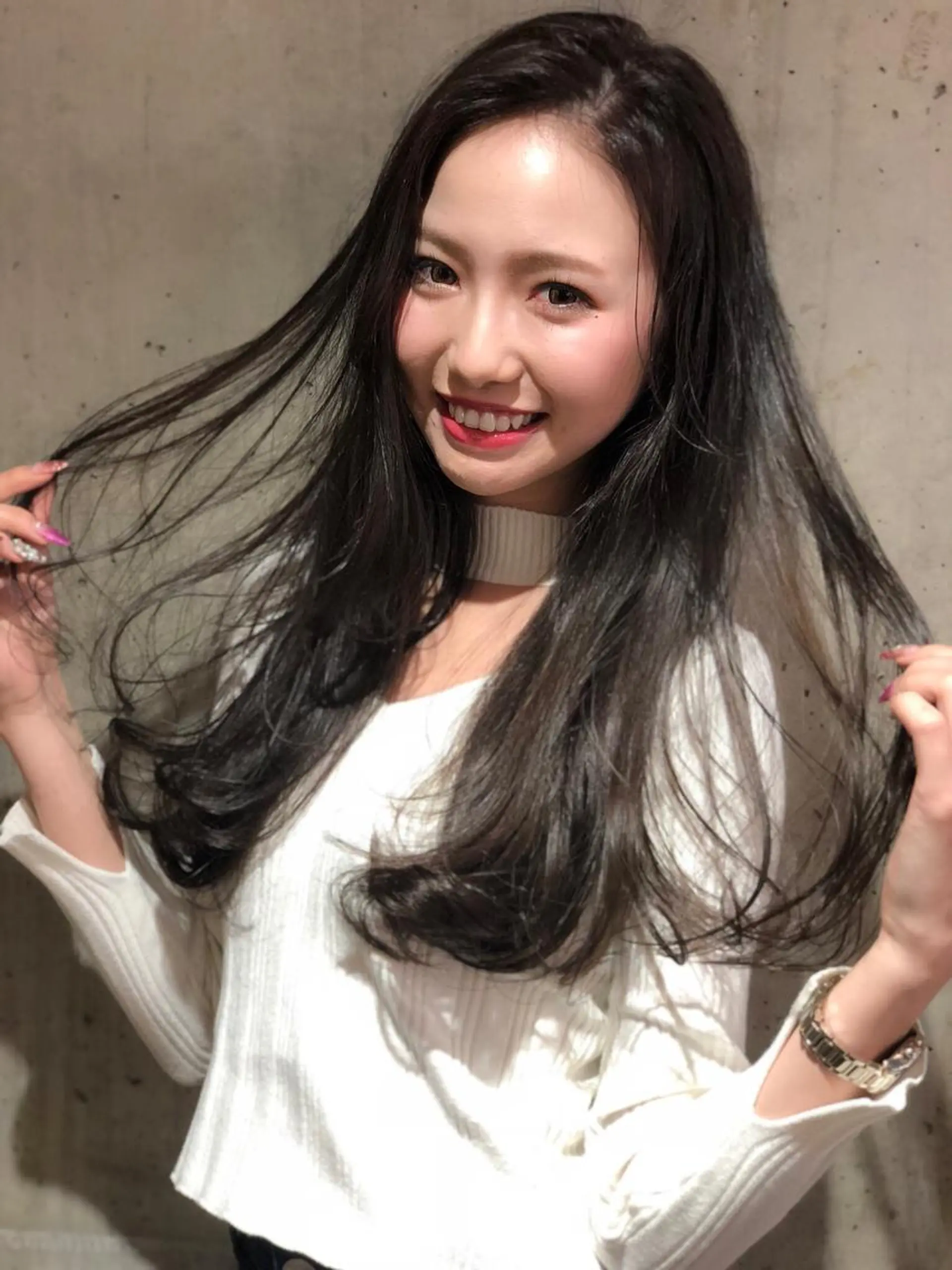 ロング カラー ヘアアレンジ カット ヘアカラー トリートメント 韓国レイヤー/ミルク ティー🦋高橋　暖のヘアスタイル