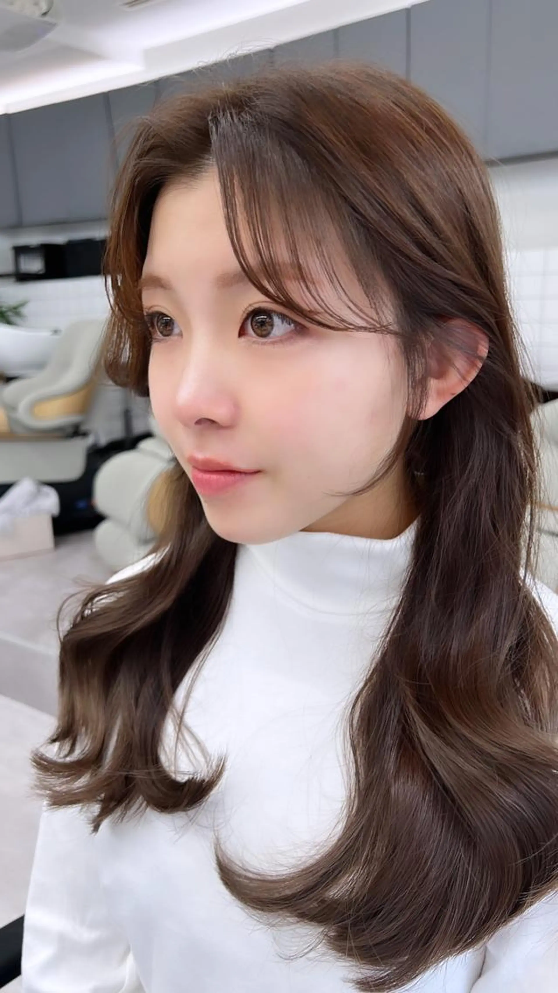 セミロング 韓国風ヘア 韓国ヘア🇰🇷髪質 改善たけるのヘアスタイル