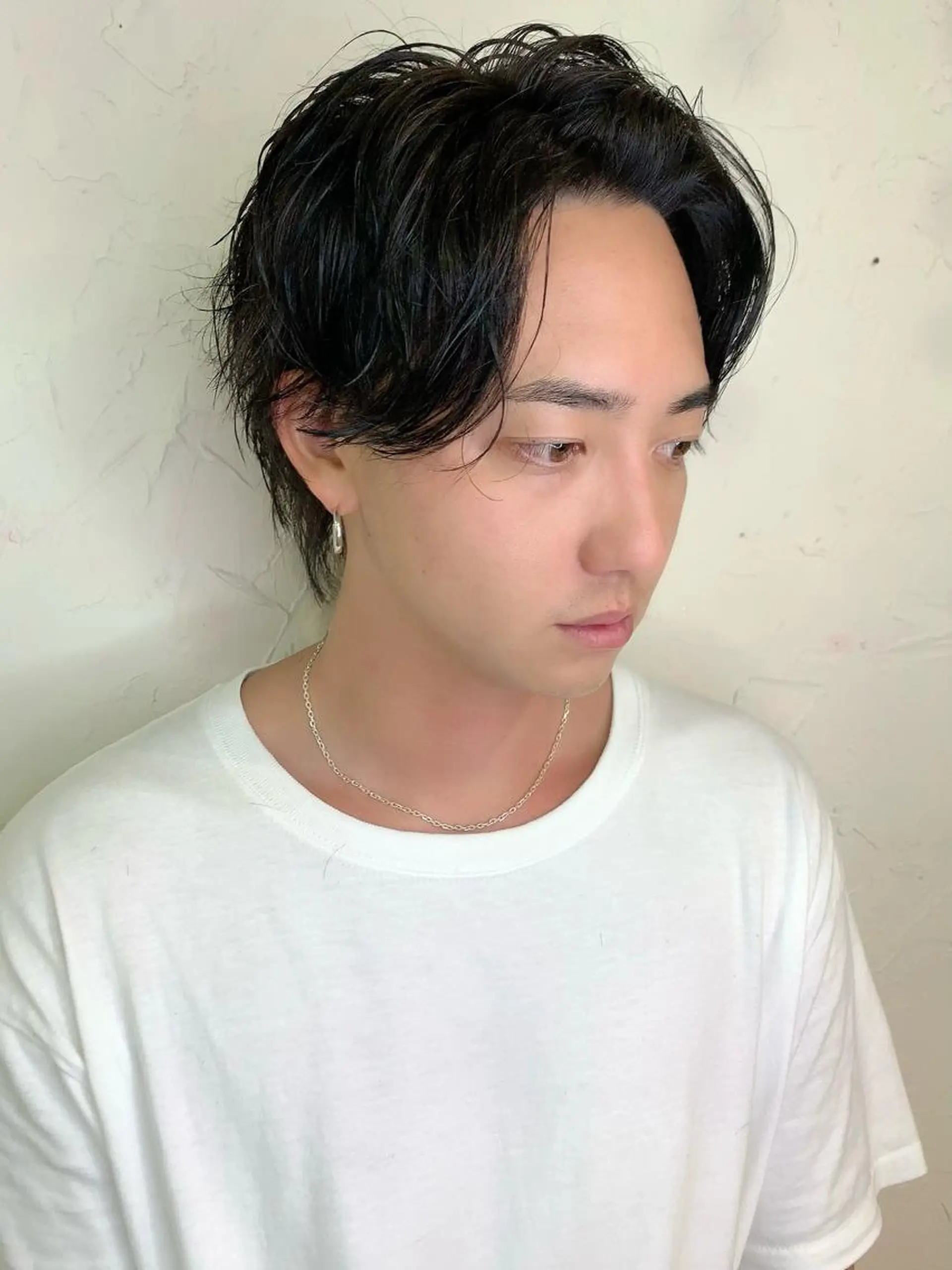 メンズ センターパート カット 深沢 秀のヘアスタイル