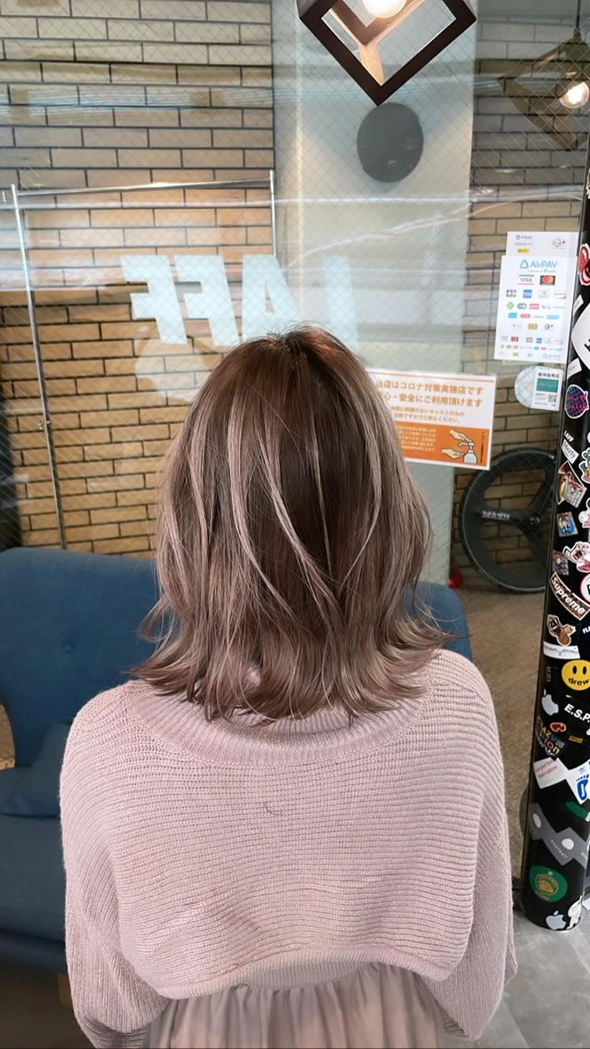 ミディアム カラー バレイヤージュ ボブ レイヤーカット ヘアカラー トリートメント ヘアセット 難波ブリーチカラー 伊藤洋輝のヘアスタイル