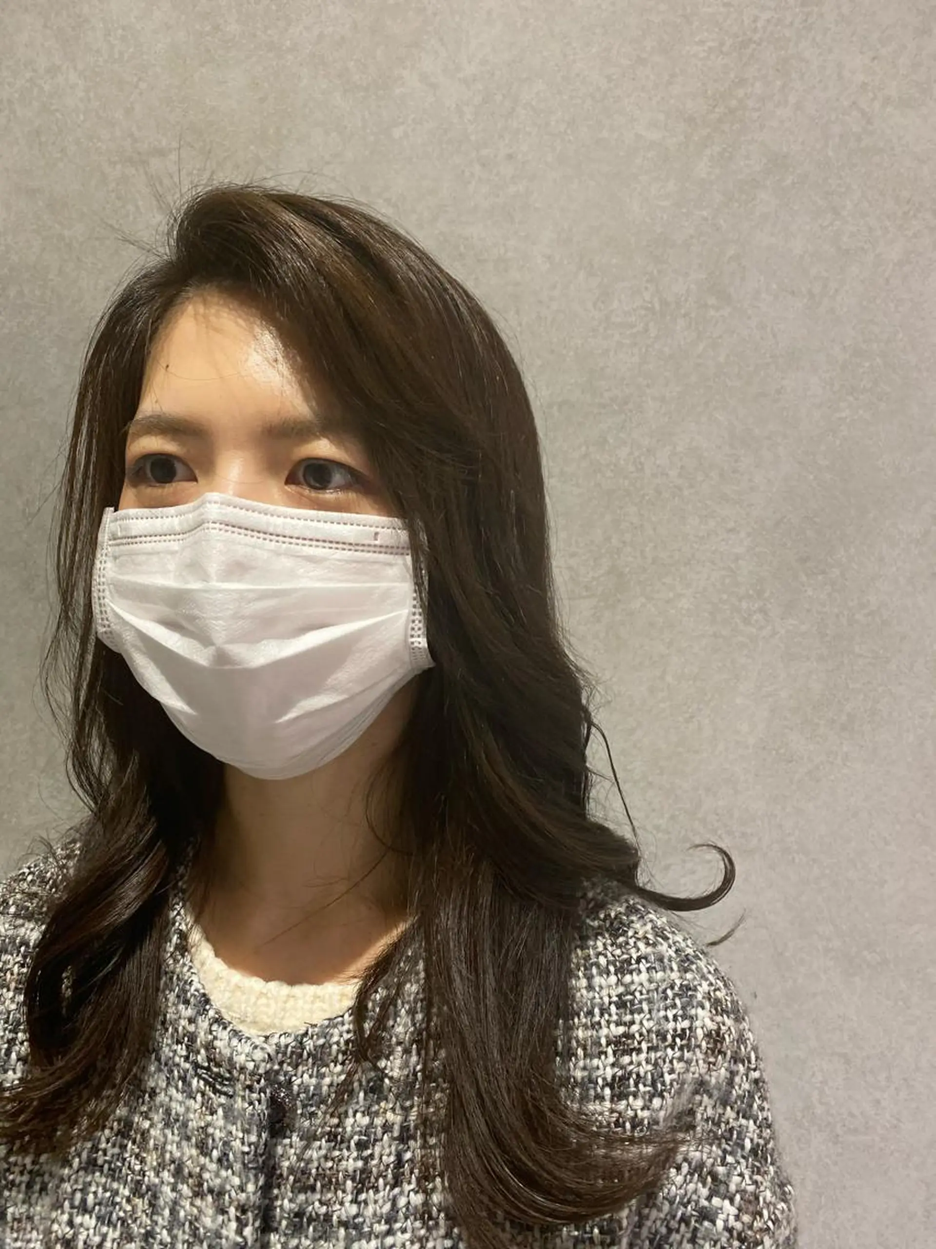 ロング カラー パーマ かきあげバング 🍑 韓国ヘア 🍑 WATANABEのヘアスタイル