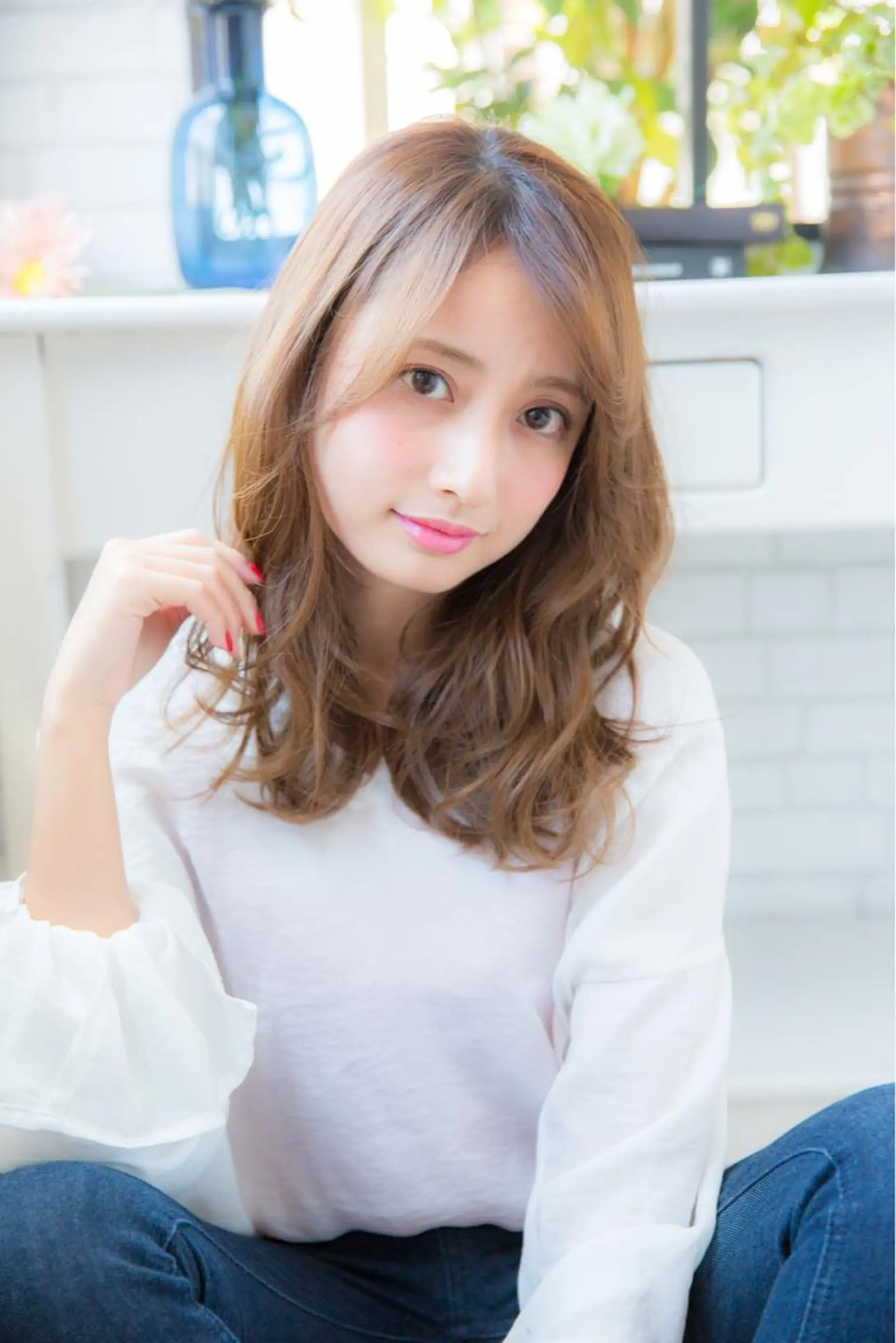 セミロング カラー パーマ マツエク・マツパ キュート カット ヘアカラー トリートメント 髪質改善サロン Liko🌟のヘアスタイル