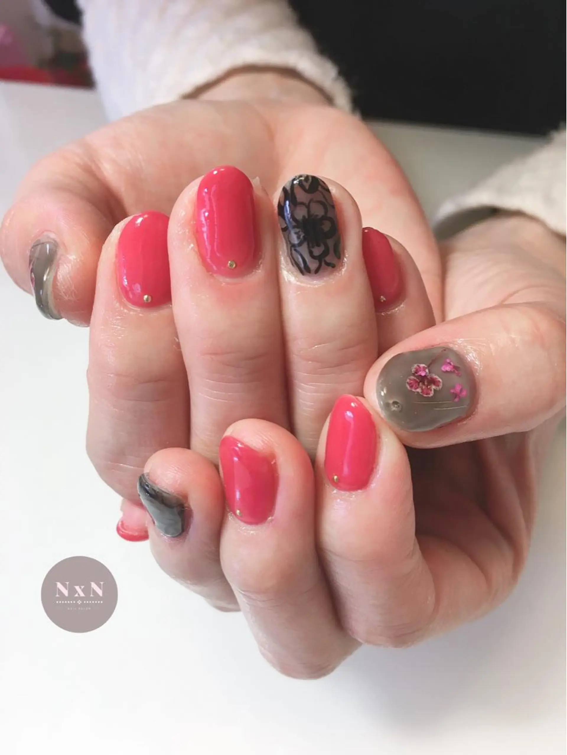 ネイル フラワーネイル ジェルネイル ぷっくりネイル nail salon N×Nのネイルデザイン