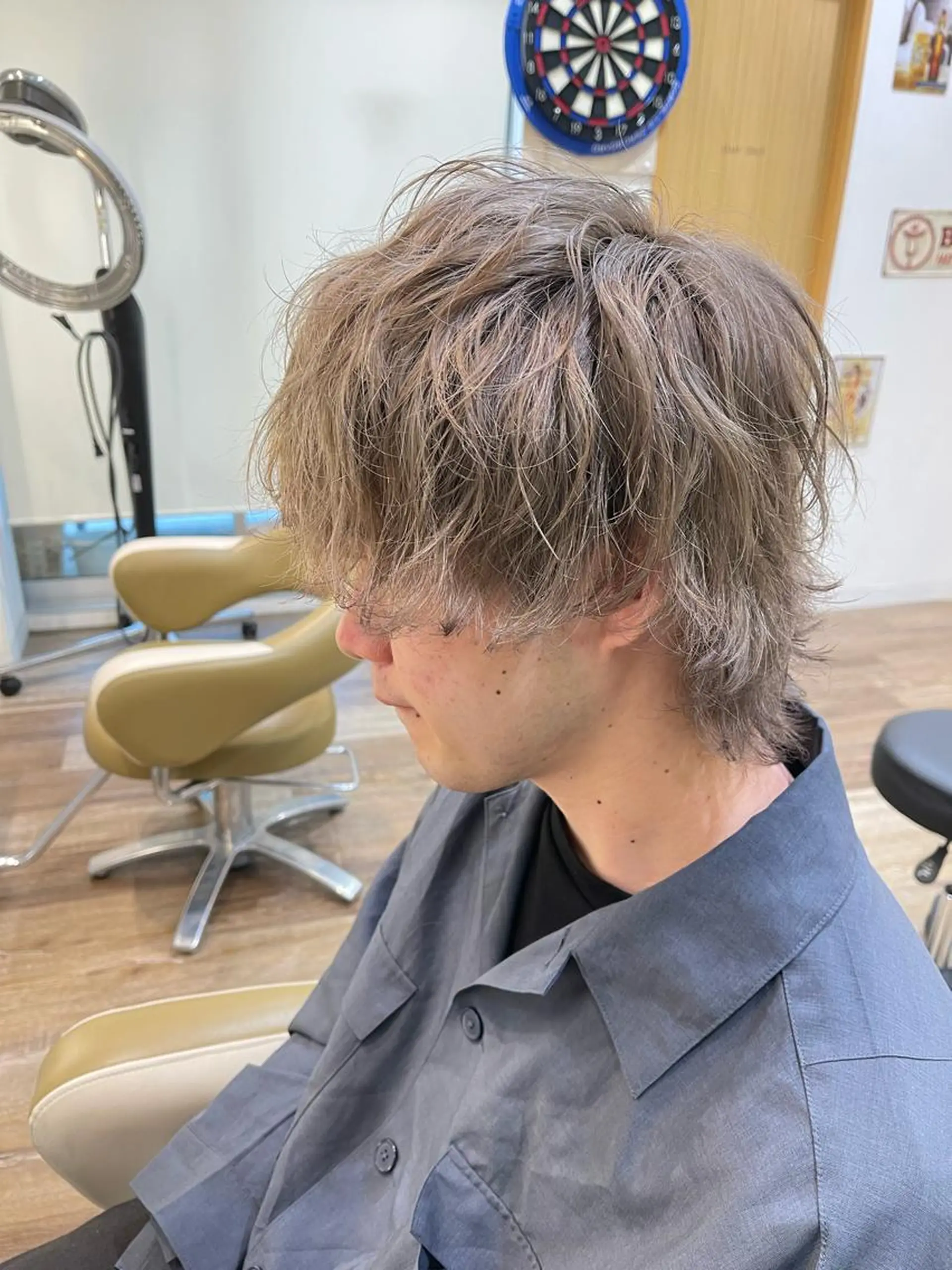 ミディアム カラー パーマ メンズ メンズパーマフェード シモジタカヒロのヘアスタイル
