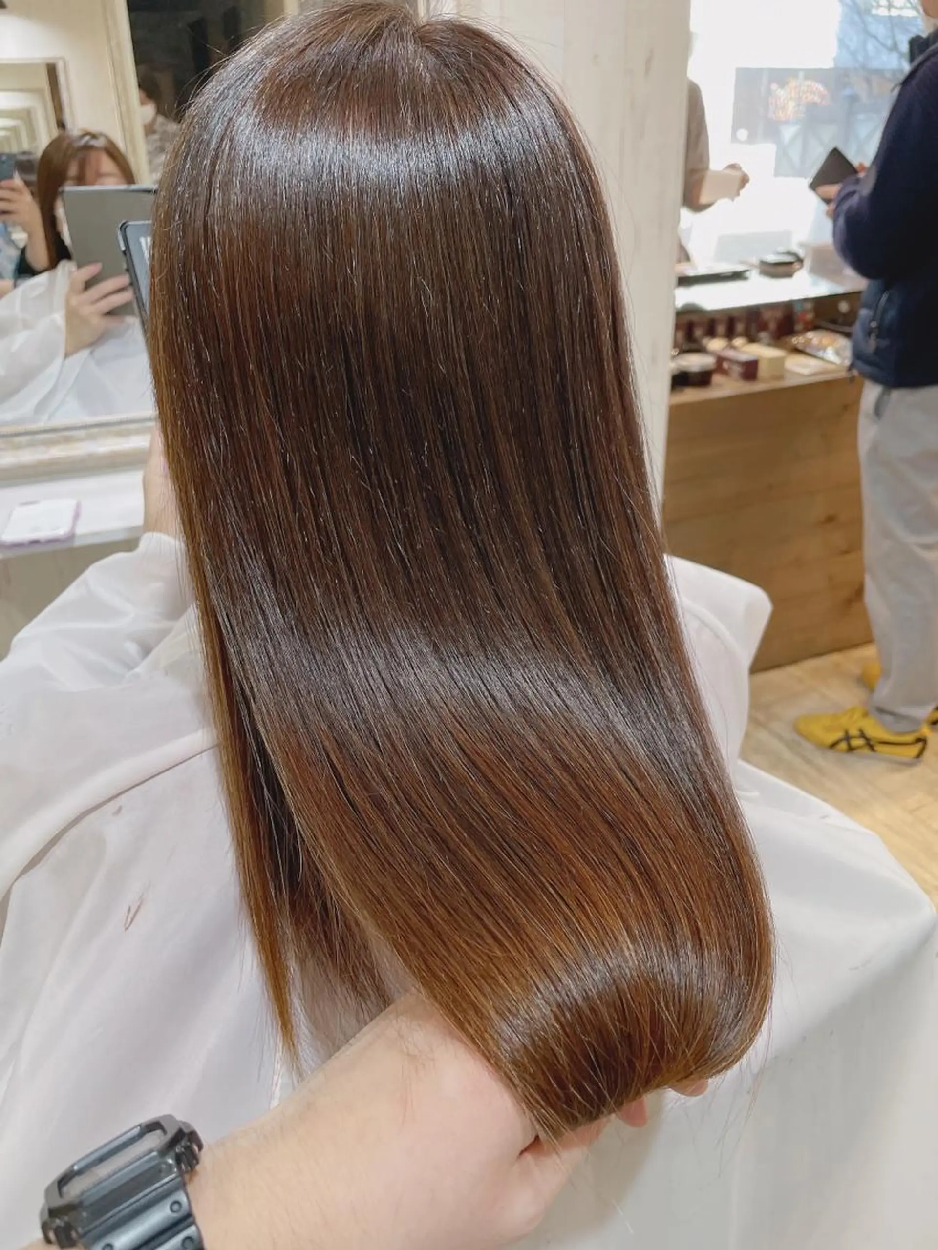 ロング ワンレンボブ アッシュ ボブ くびれヘア くせ毛 カット トリートメント 【垢抜け大人髪】 TIARA西山のヘアスタイル