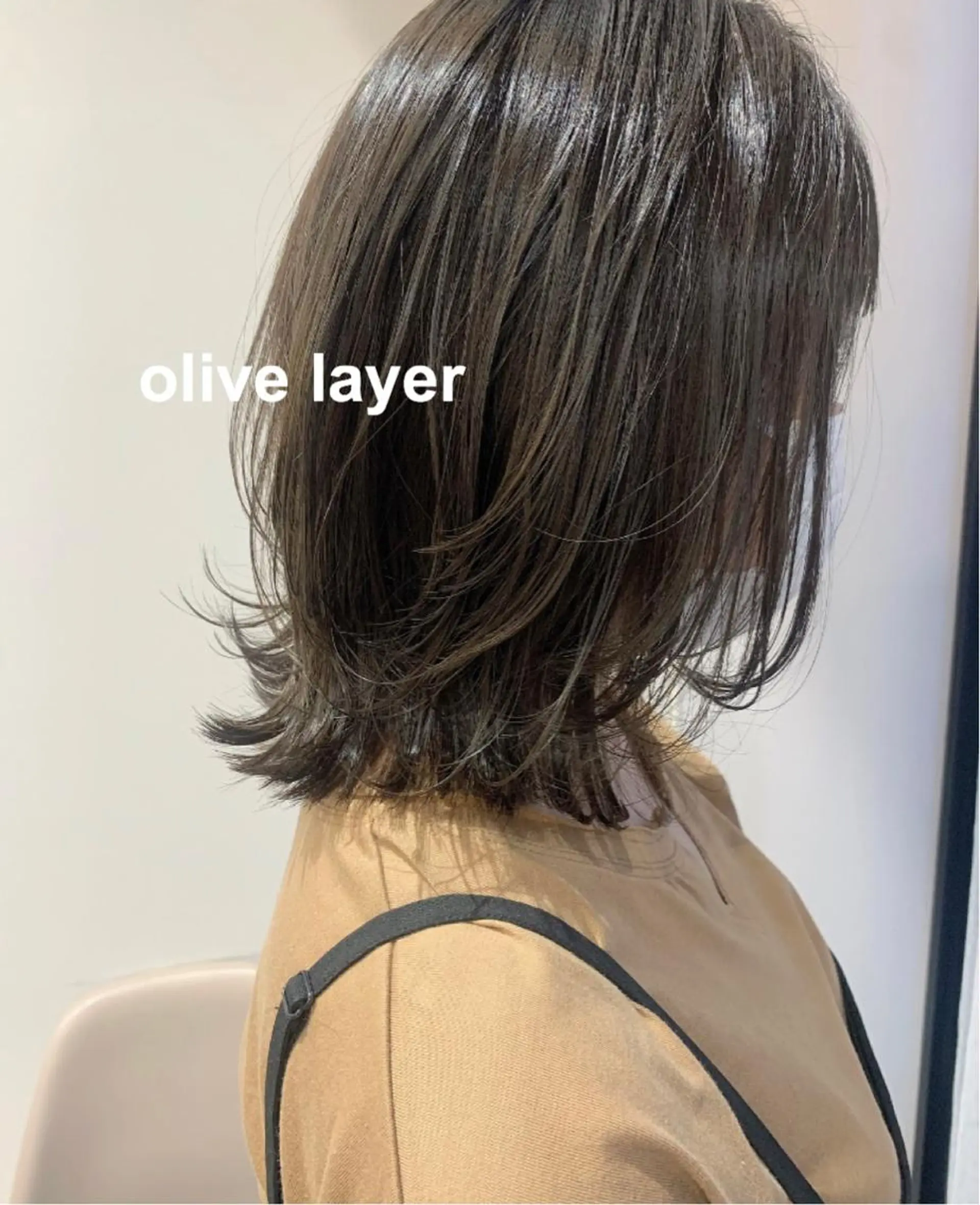 ミディアム カラー ボブレイヤー オリーブカラー ボブ レイヤーカット kitagawa mayuのヘアスタイル