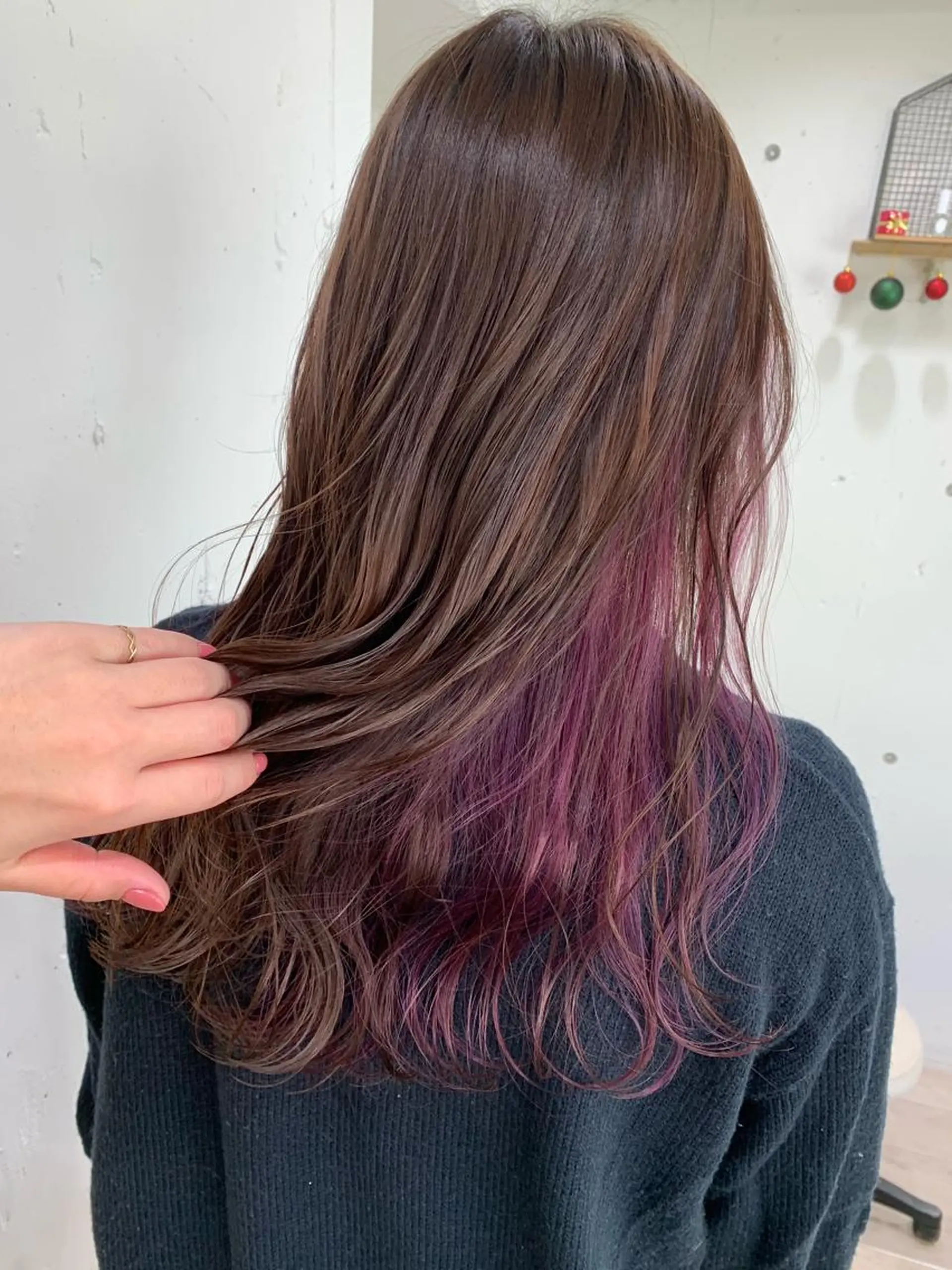 ロング カラー ピンクカラー ピンクパープル パープルカラー ヘアカラー トリートメント 🍑艶髪✖️暖色系 ✨momoka🍑のヘアスタイル