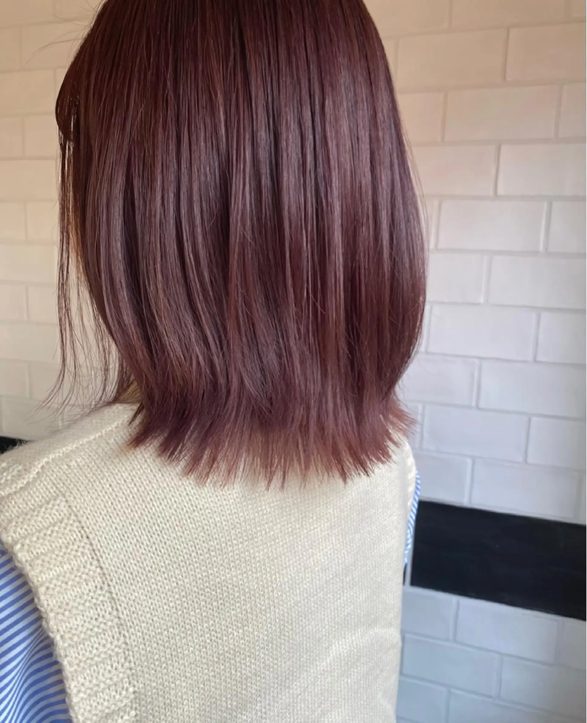 ミディアム カラー オレンジ ピンクカラー io濱川 遥のヘアスタイル