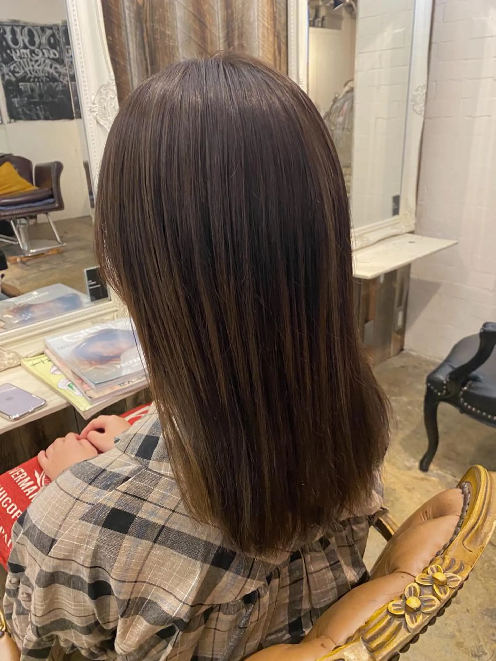 セミロング カラー バレイヤージュ レイヤーカット stylist🎨 aye牧野莉香のヘアスタイル