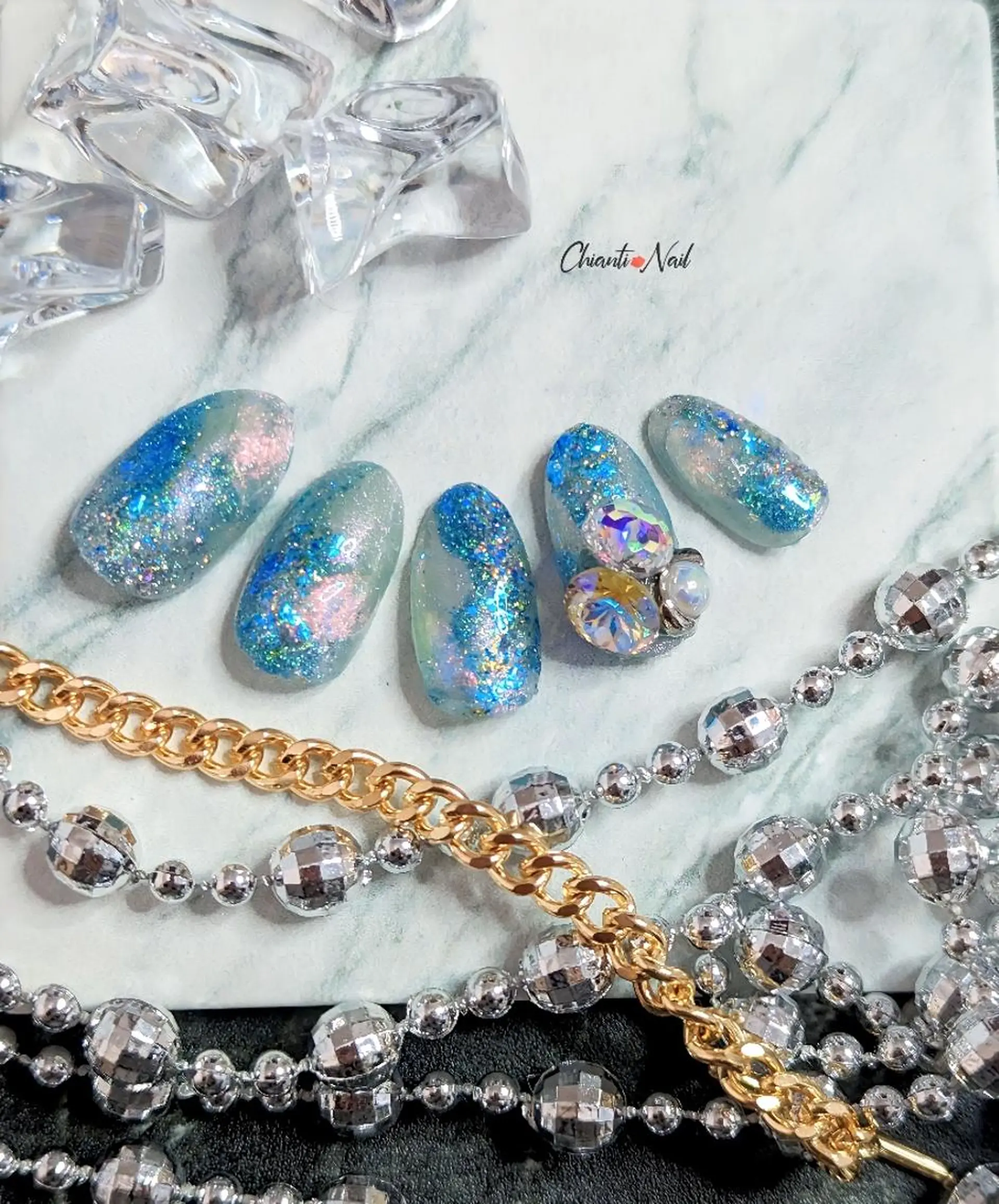 ネイル ブルー ハンドネイル Chianti Nailのネイルデザイン