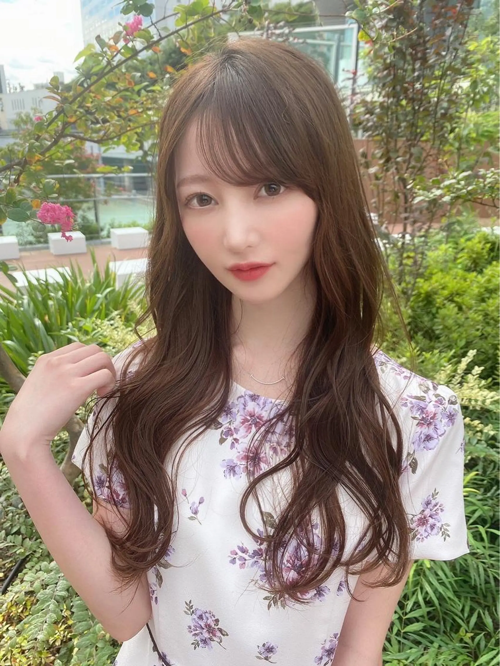 セミロング カラー ヘアアレンジ 顔周りカット/髪質改 善/新宿/畑中稔里のヘアスタイル