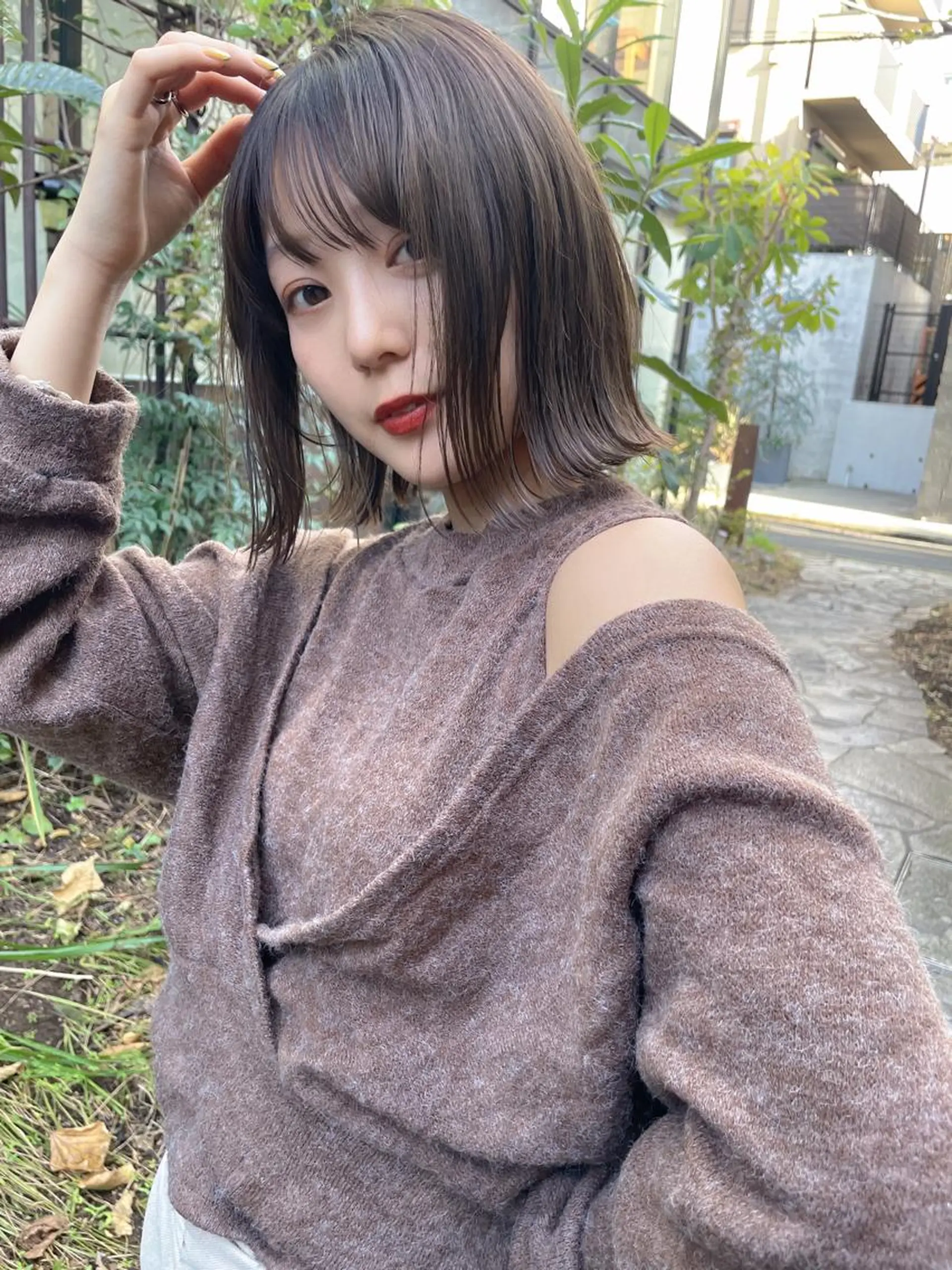 ミディアム ボブ 外ハネヘア カット ヘアカラー トリートメント 小顔カット/レイヤー /ボブ/浅野恵大のヘアスタイル