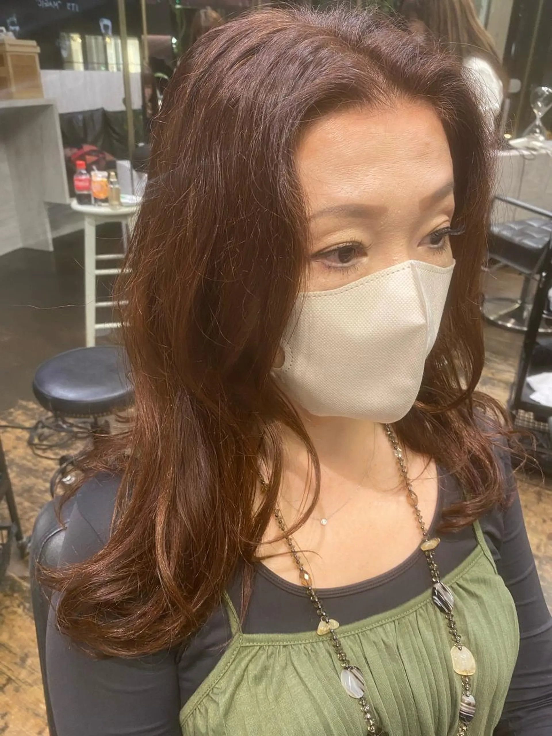 ロング カラー ブラウンカラー オレンジ オレンジブラウン 顔周りカット ROBBY所属・松井美樹/似合わせ ガーリー・韓国のヘアスタイル