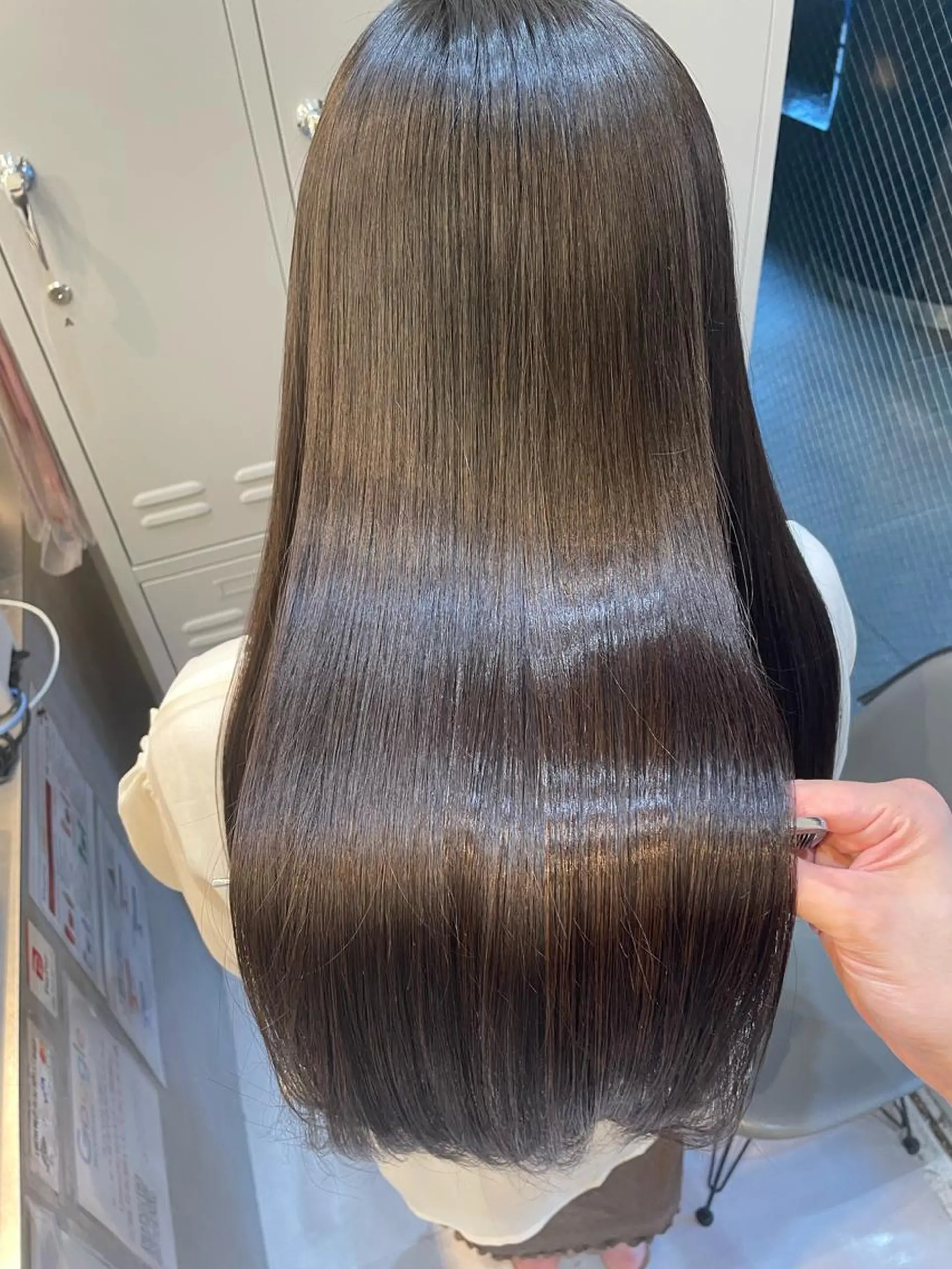 ロング パーマ カット 縮毛矯正 髪質改善× ハイライト溝江のヘアスタイル