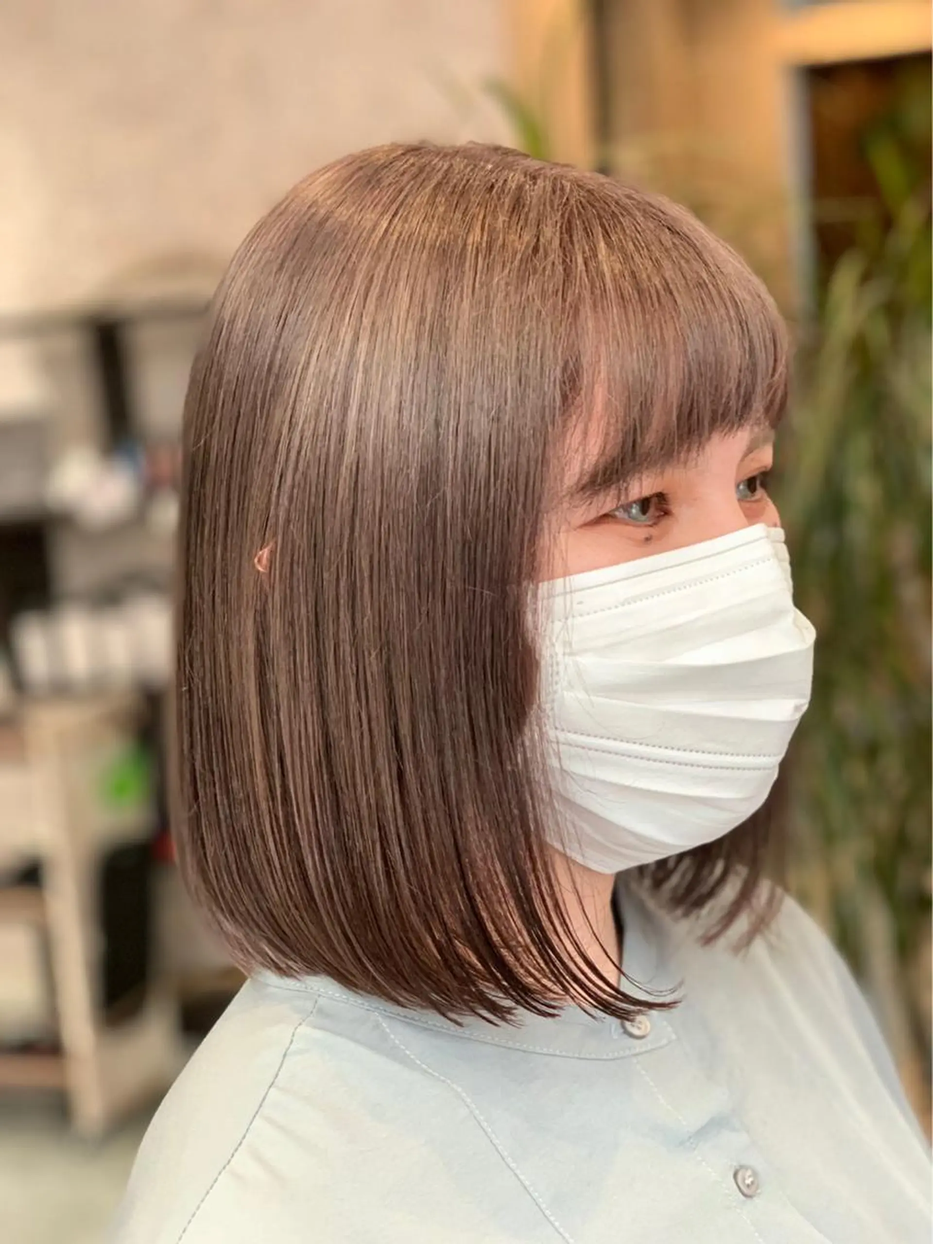 ミディアム カラー ベージュカラー ミルクティーベージュ 💈Blanco💈 カラー&ケア🌈のヘアスタイル