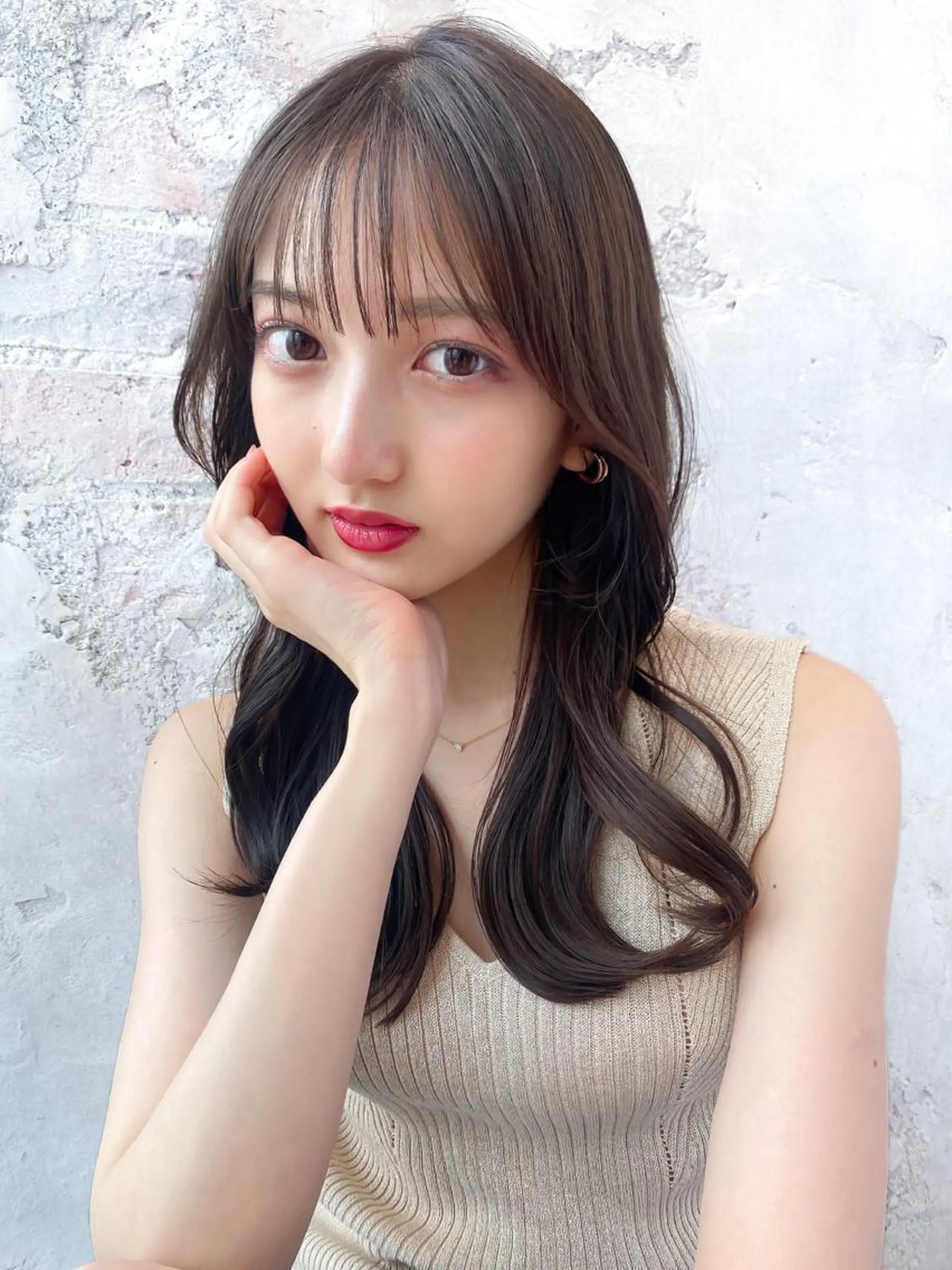 セミロング カラー ベージュカラー ブラウンカラー ブラウンベージュ くびれヘア 顔周りカット カット ヘアカラー トリートメント 顔周り/くびれヘア 韓国ヘア💕風間るなのヘアスタイル