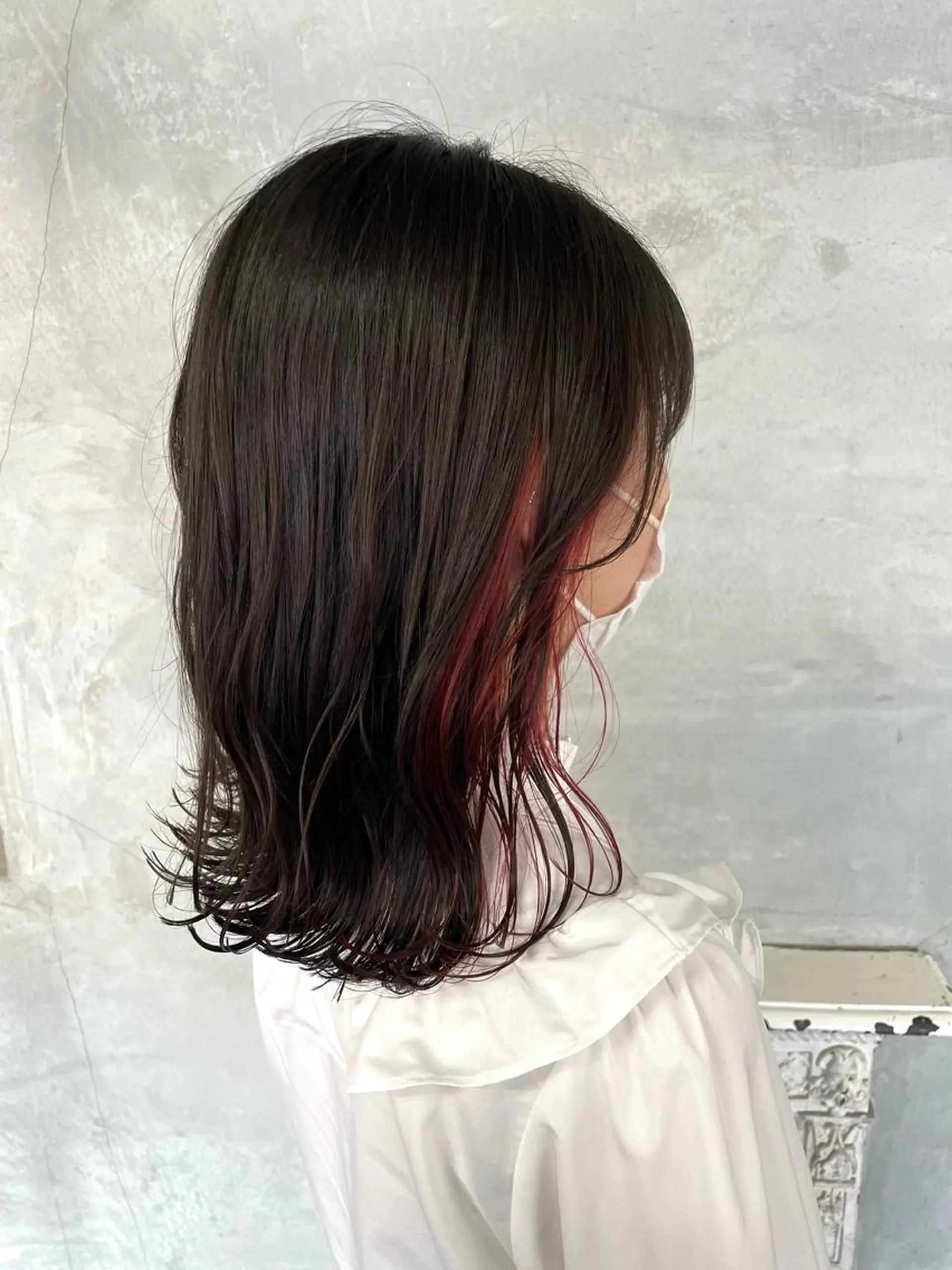 セミロング カラー イヤリングカラー レッドカラー 暖色/ピンクブラウン 🌷岡田真季のヘアスタイル