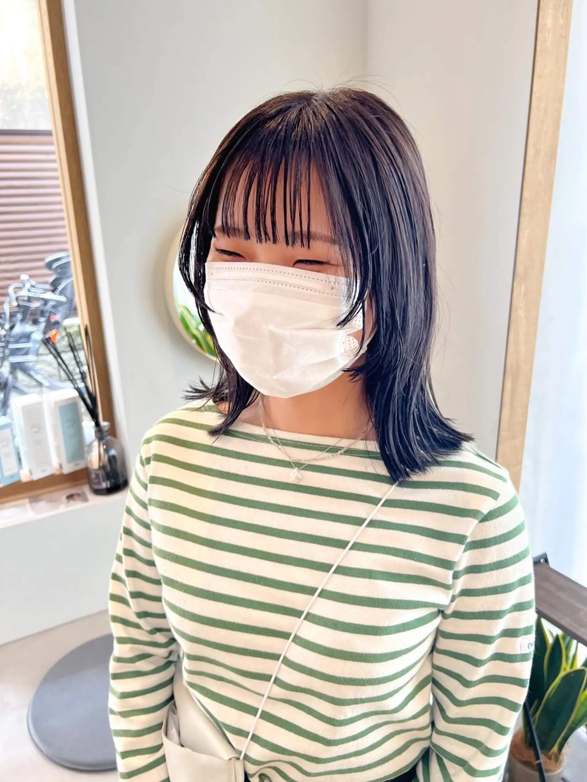 ミディアム カット ヘアカラー トリートメント ミディアムパーマ /癖毛パーマのヘアスタイル