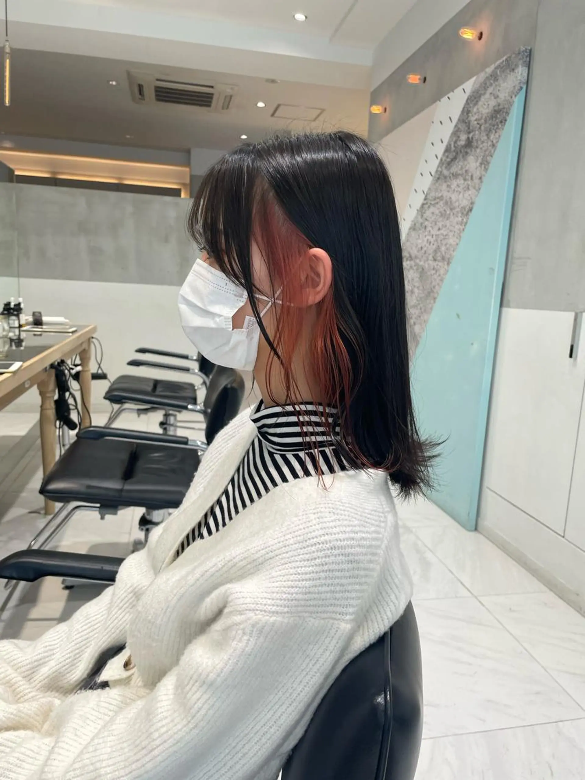 ミディアム ヘアカラー トリートメント ヘッドスパ ヘアセット 透明感ブリーチ カラー✨有坂映哉のヘアスタイル