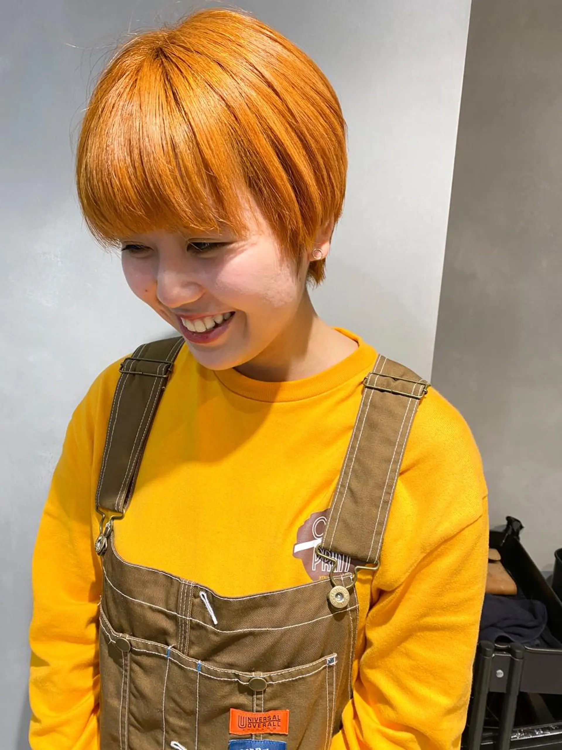 ショート カラー ヘアアレンジ ショートボブ ベージュカラー オレンジ オレンジベージュ ボブ カット ヘアカラー トリートメント #ブリーチカラー Akihoのヘアスタイル