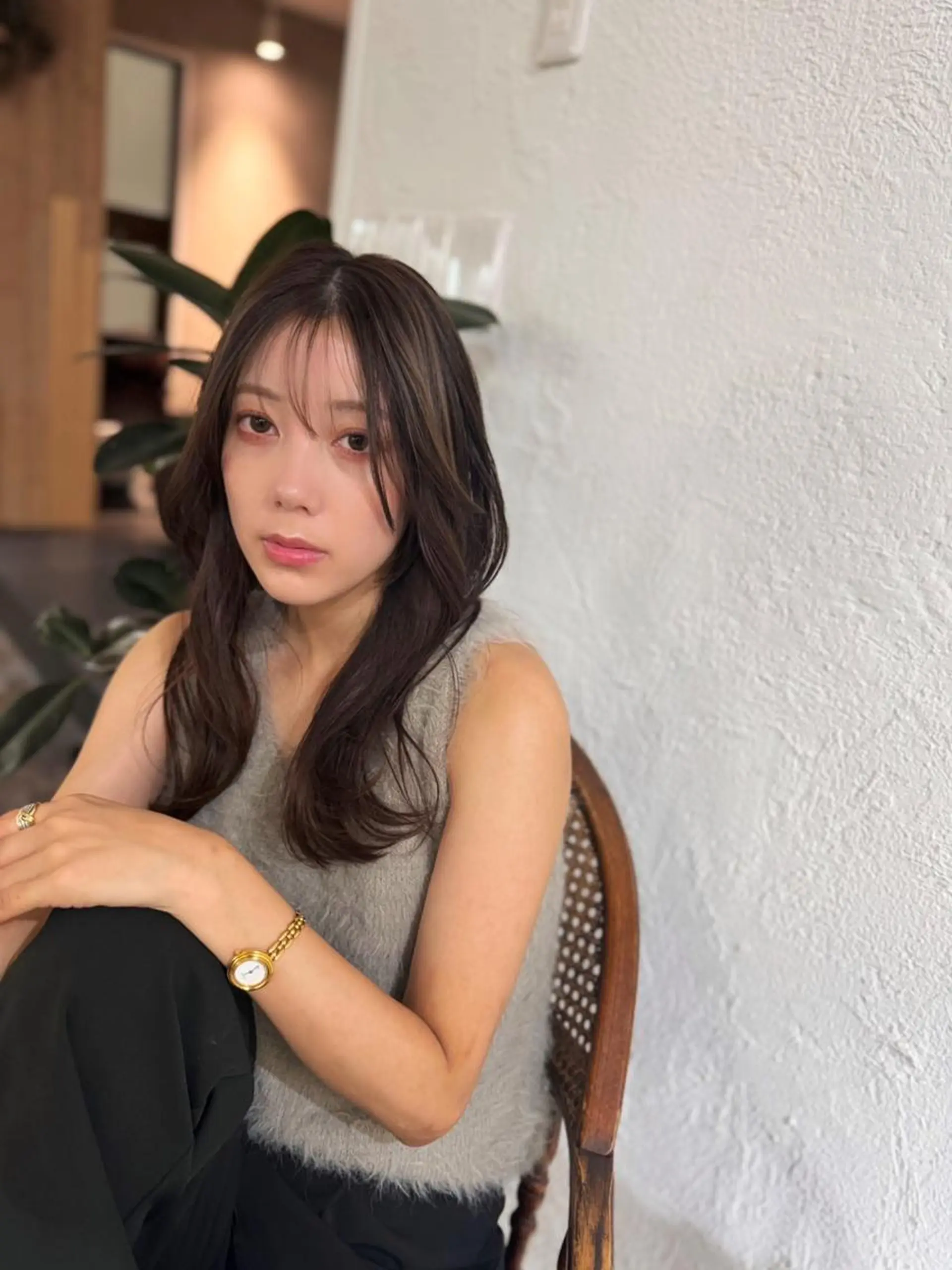 ロング ボブ くびれヘア 顔まわりレイヤー ハイライト 髪質改善 髪質改善TABATA YUUKI 表参道のヘアスタイル
