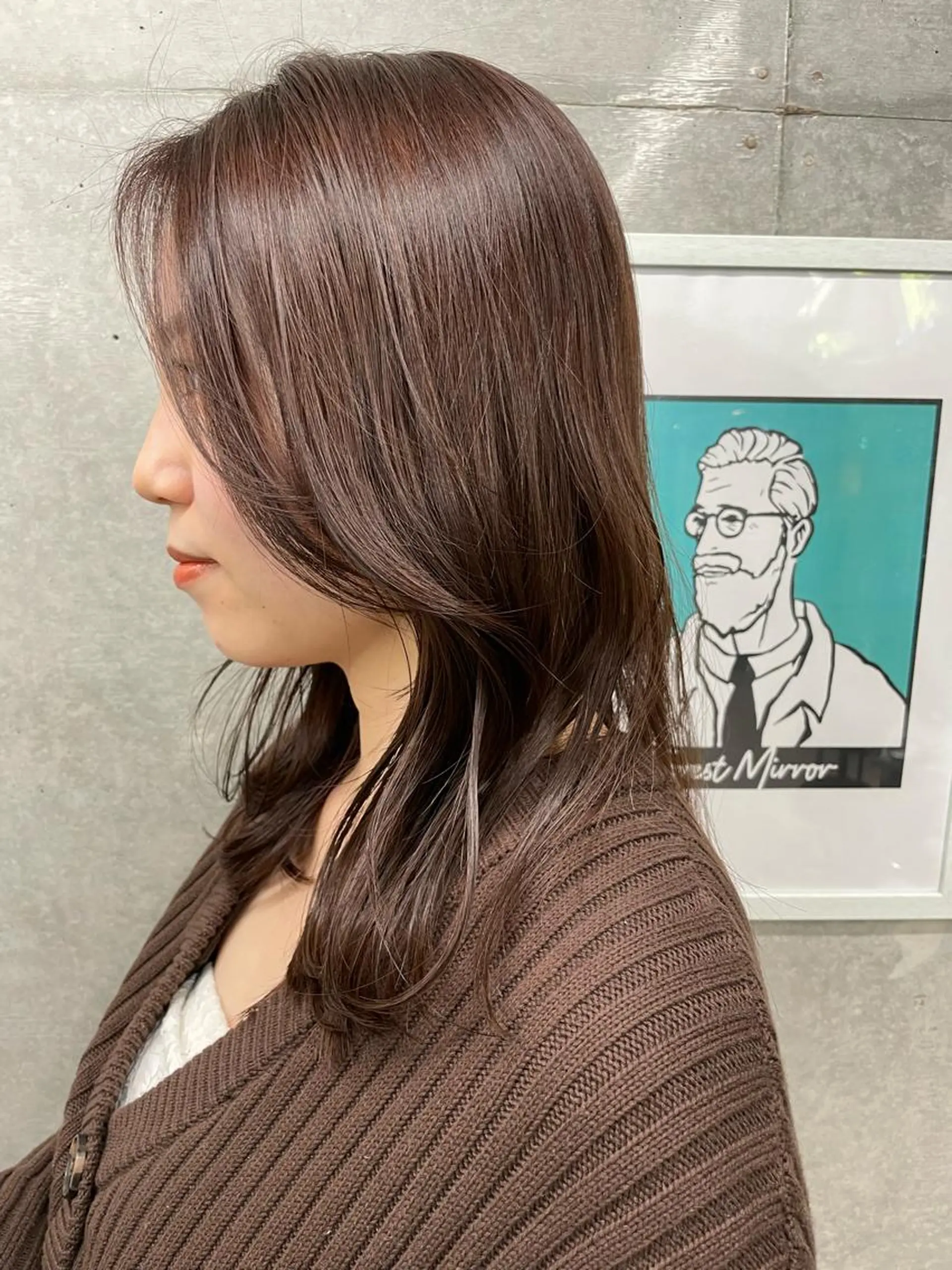 セミロング アッシュ ボブ くびれヘア ハイライト レイヤーカット 透明感／髪質改善 遠藤良祈のヘアスタイル