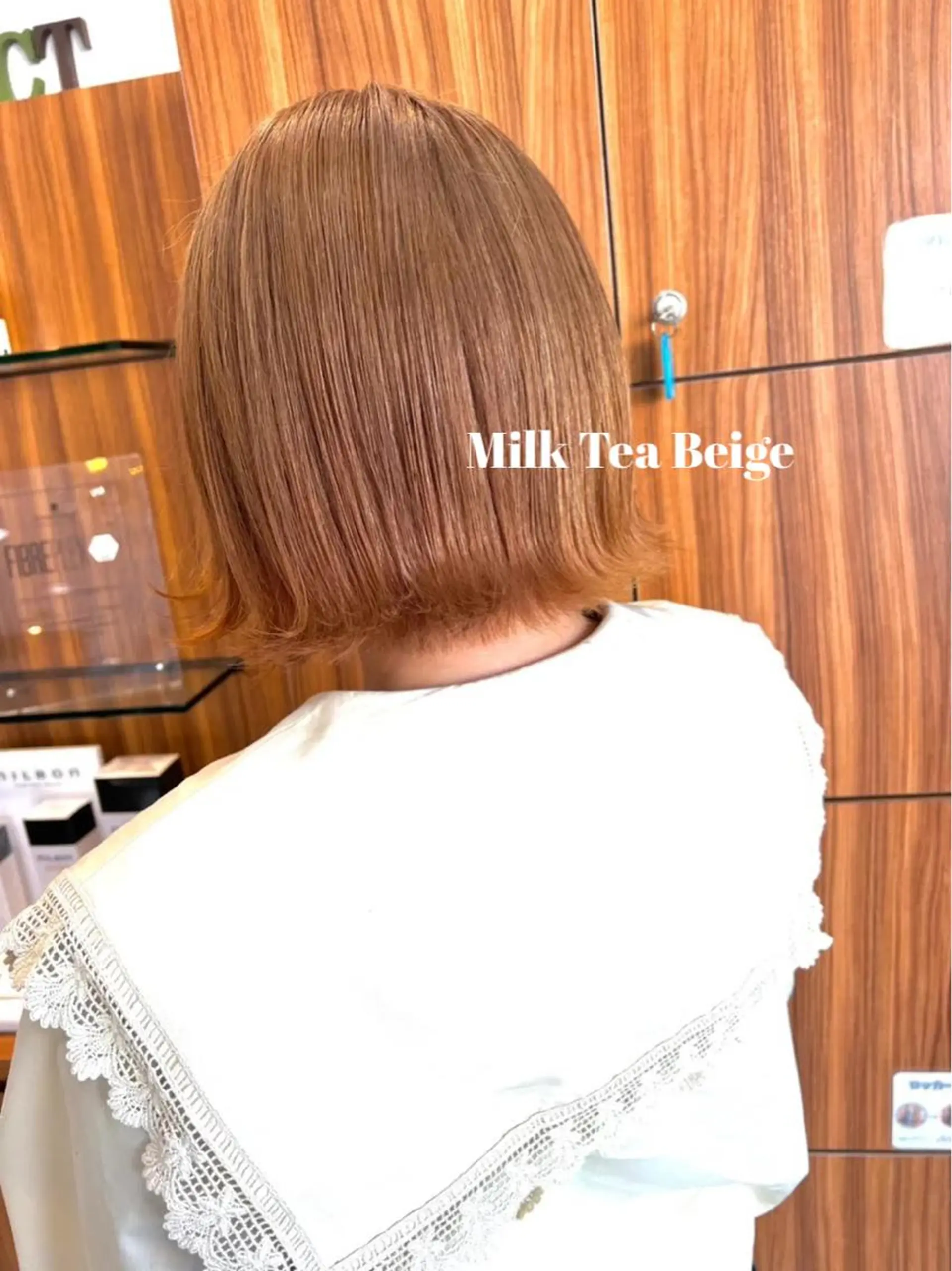 ショート カラー ベージュカラー ミルクティーベージュ 白髪ぼかし￤中央林間 ￤柳川拓哉のヘアスタイル