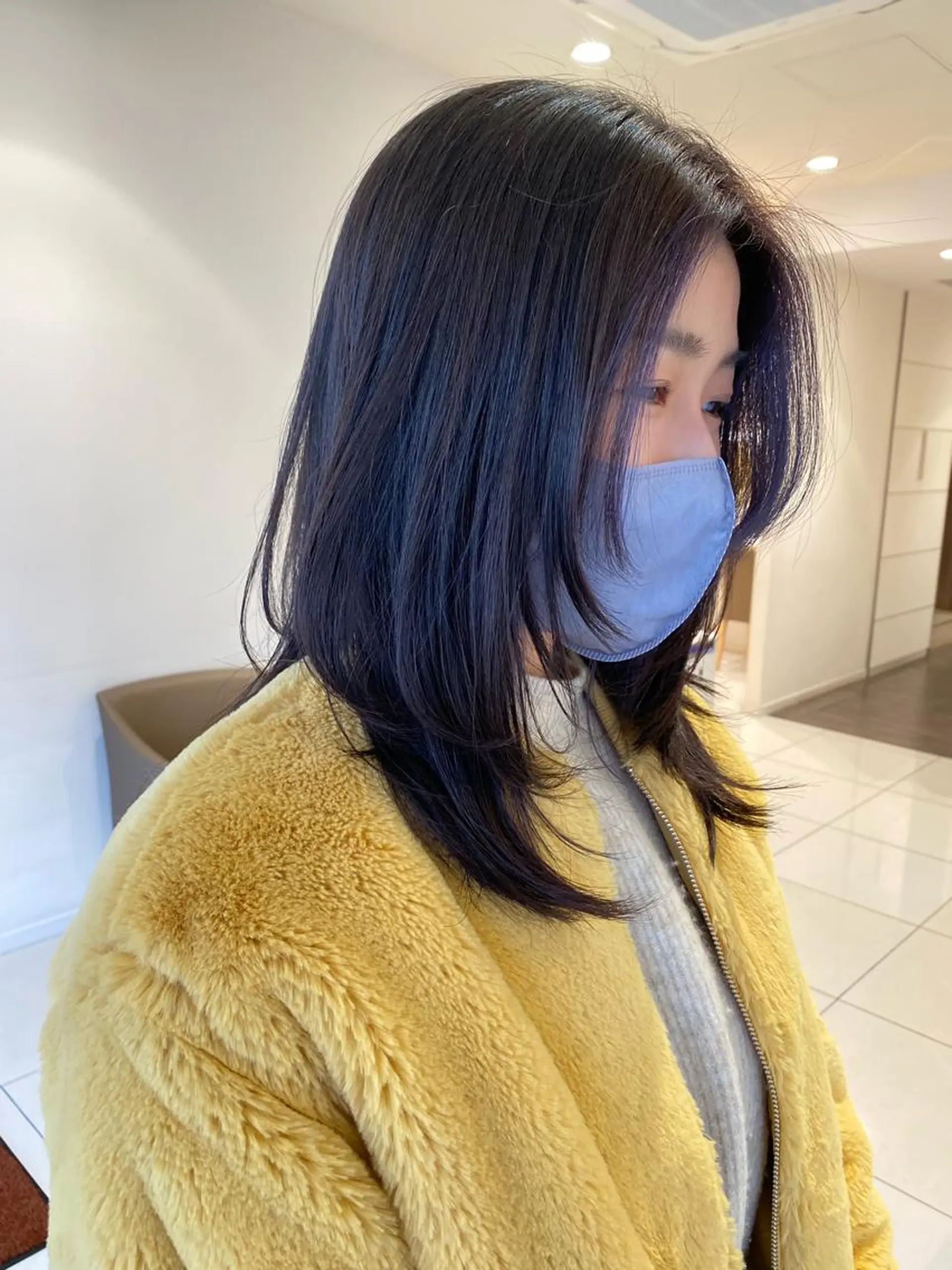 セミロング カラー ヘアセット プレイングカラー🤍 細めハイライトのヘアスタイル