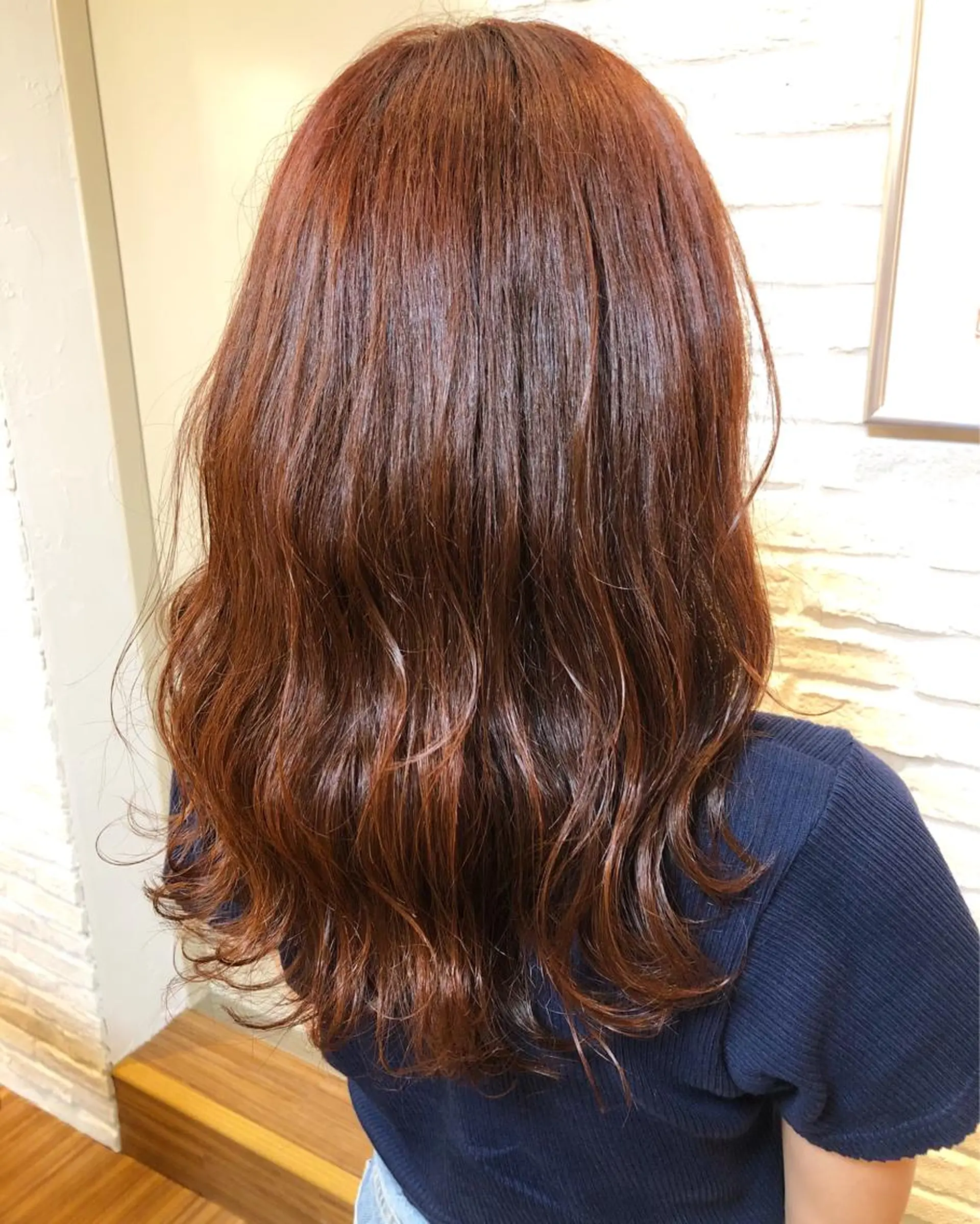 セミロング カラー ヘアアレンジ レッドカラー 遠藤 拓馬のヘアスタイル