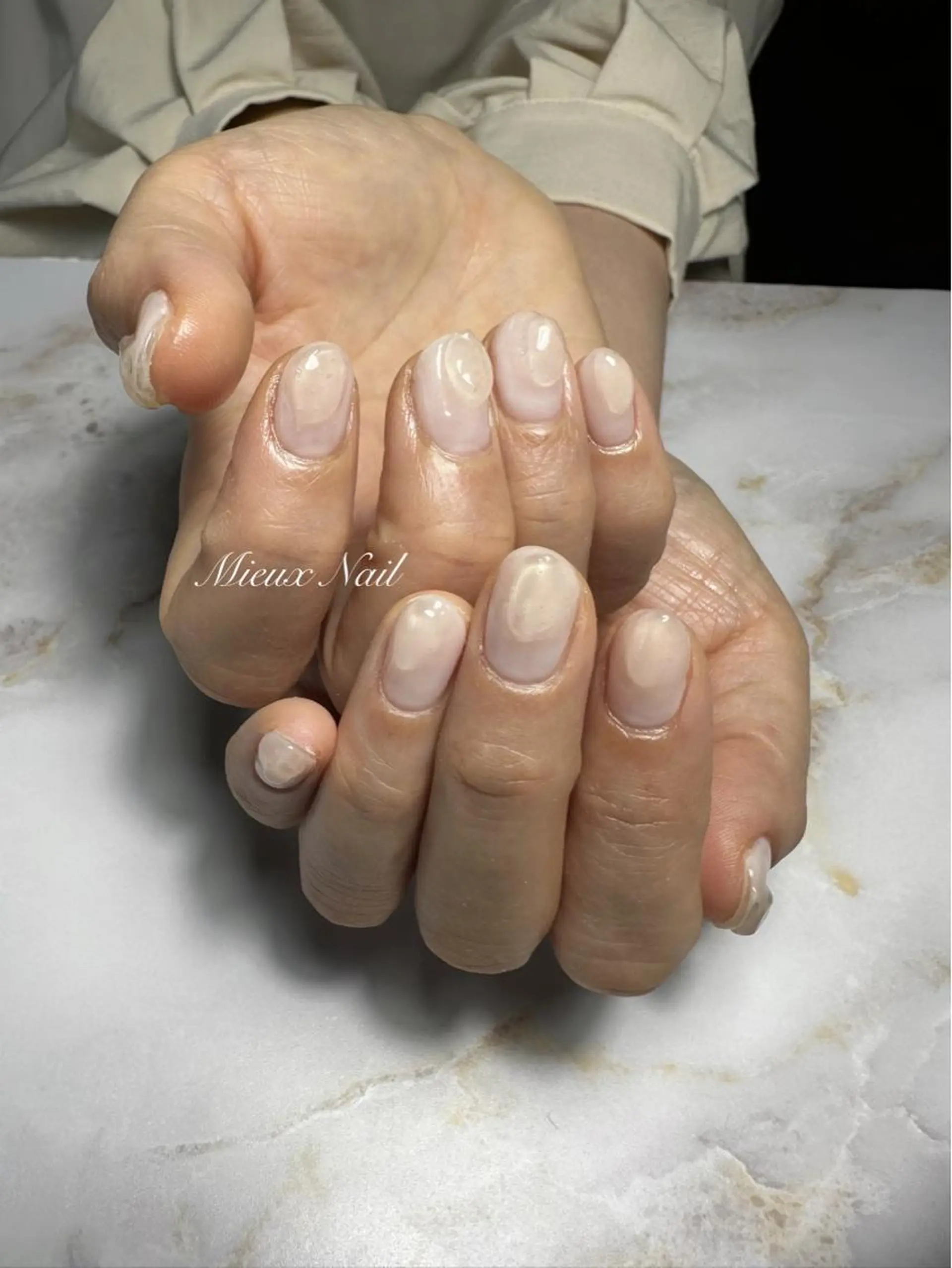 ネイル ブルー クリアネイル フレンチネイル ワンカラーネイル 春ネイル ハンドネイル 市川 麻衣子のネイルデザイン