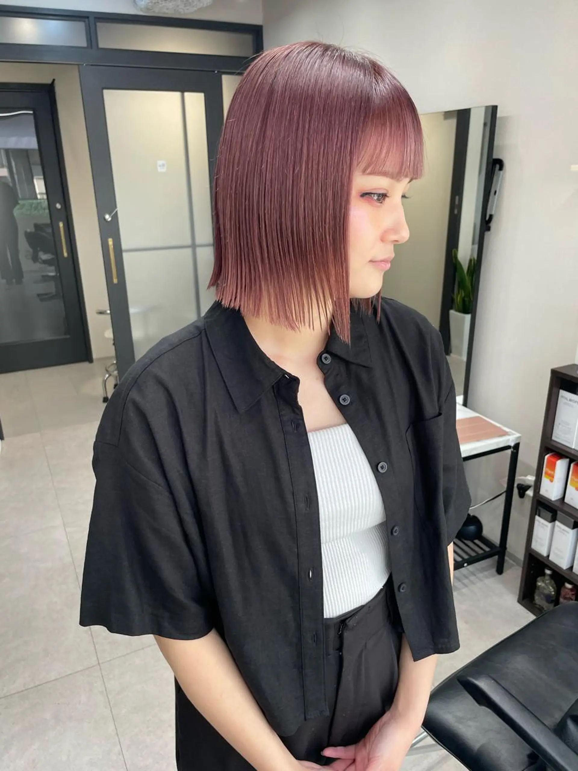 ミディアム カラー ヘアカラー トリートメント 髪質改善will hairdesignのヘアスタイル