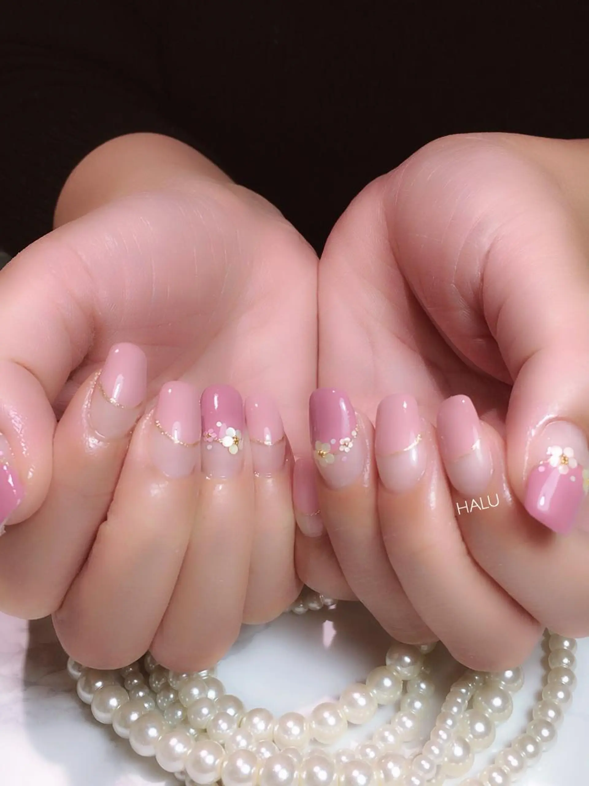 ネイル フレンチネイル グラデーション パステルネイル ピンク 春ネイル HALU ハルのネイルデザイン