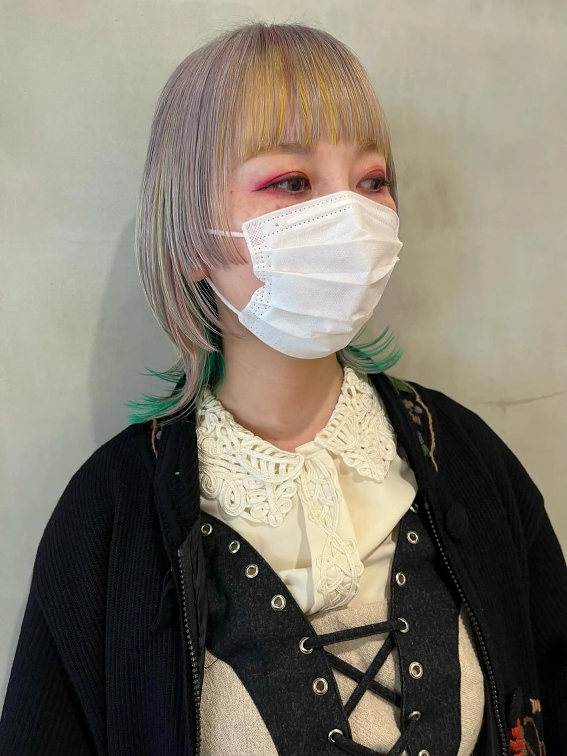 ミディアム カラー ミント ミントグリーン ピンクカラー シルバー イエローカラー 暖色🍒姫カット🎀 オタク特化🎀ゆうなのヘアスタイル