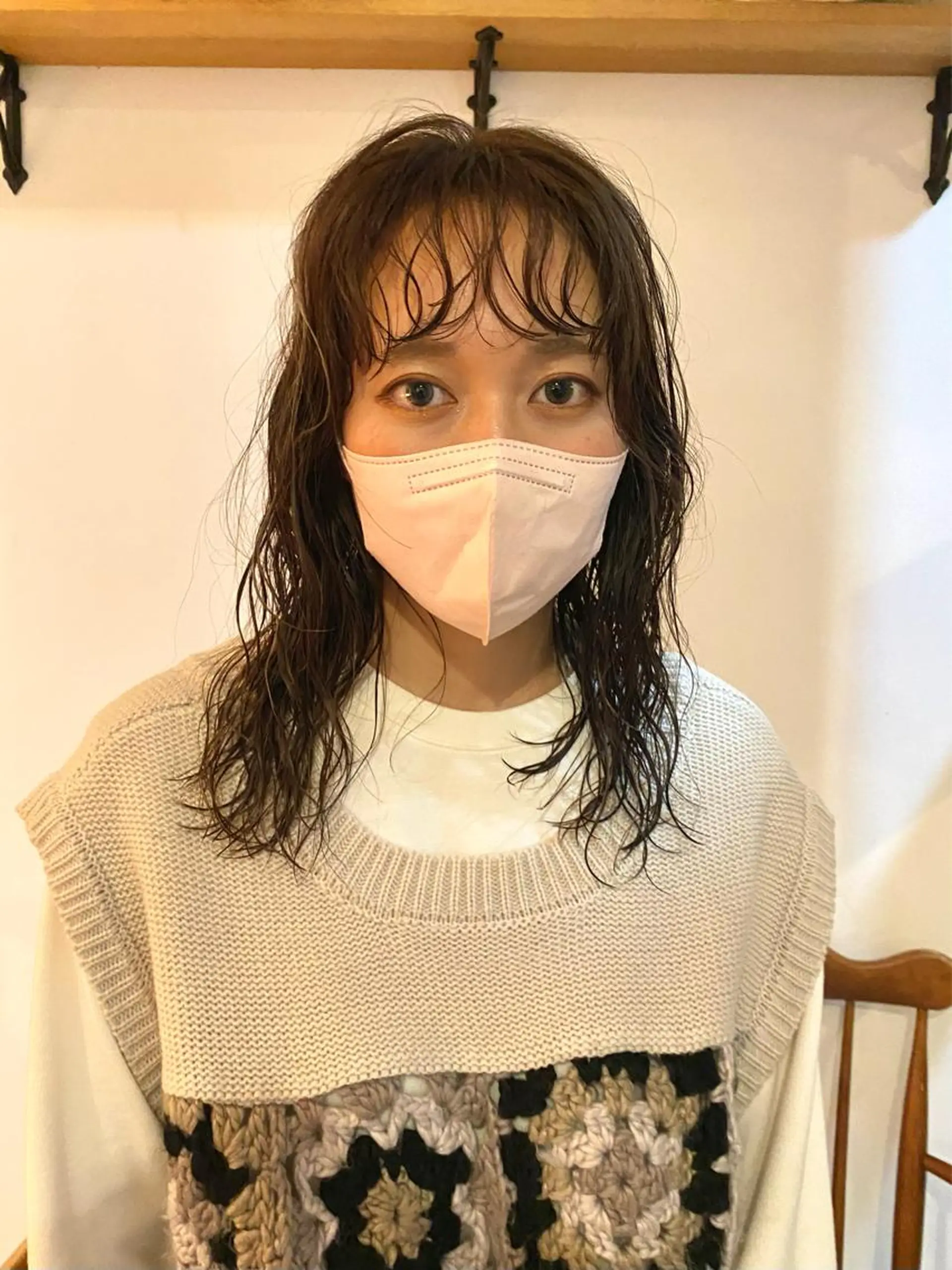 セミロング カラー パーマ セミロングパーマ ハイライトカラー ハイライト 店長　ショート& パーマ　坂本のヘアスタイル