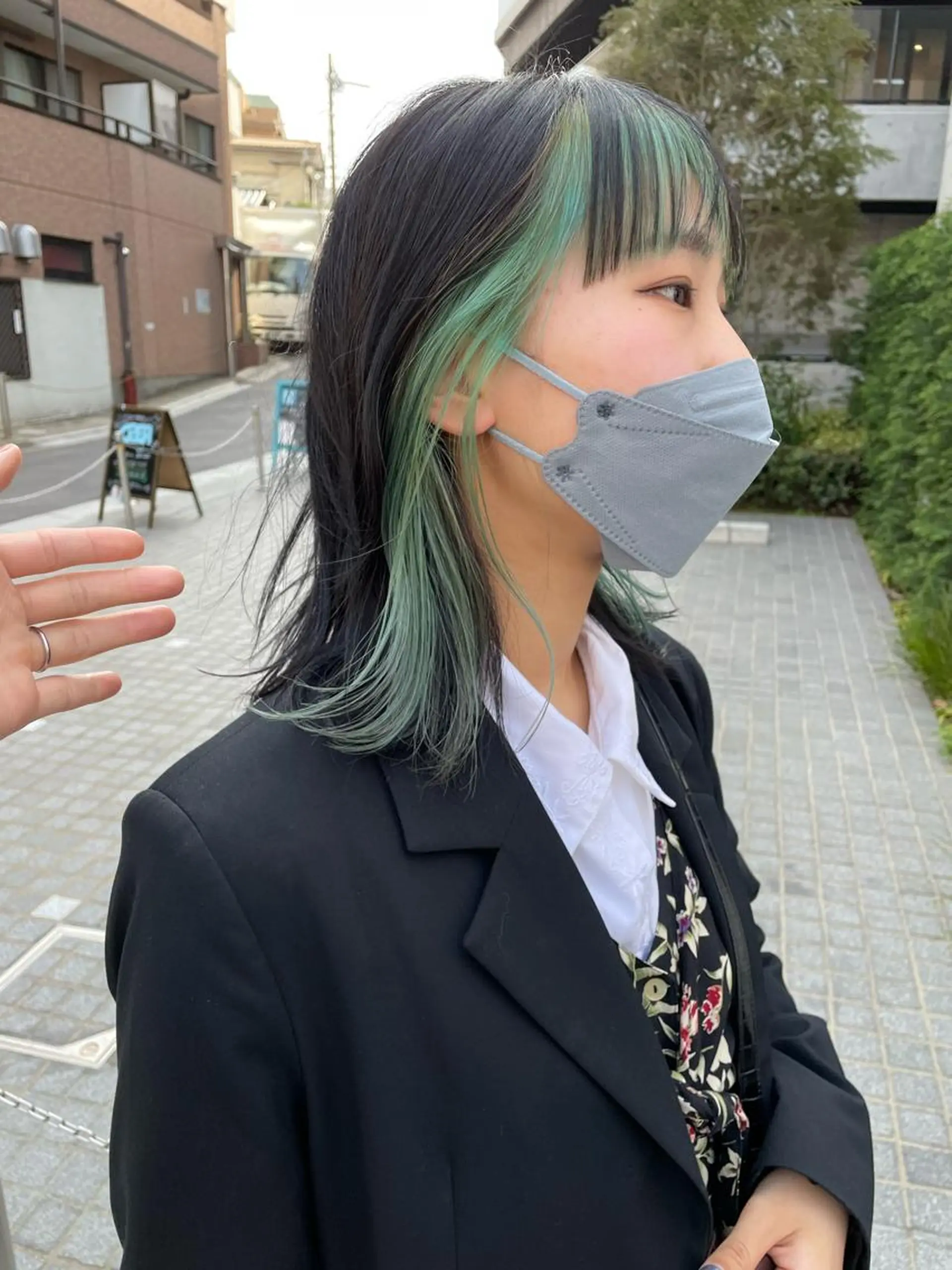 ショート カラー インナーカラー ミント ミントグリーン カット ヘアカラー トリートメント パーマ/透明感カラー /ボブ/吉田一生のヘアスタイル