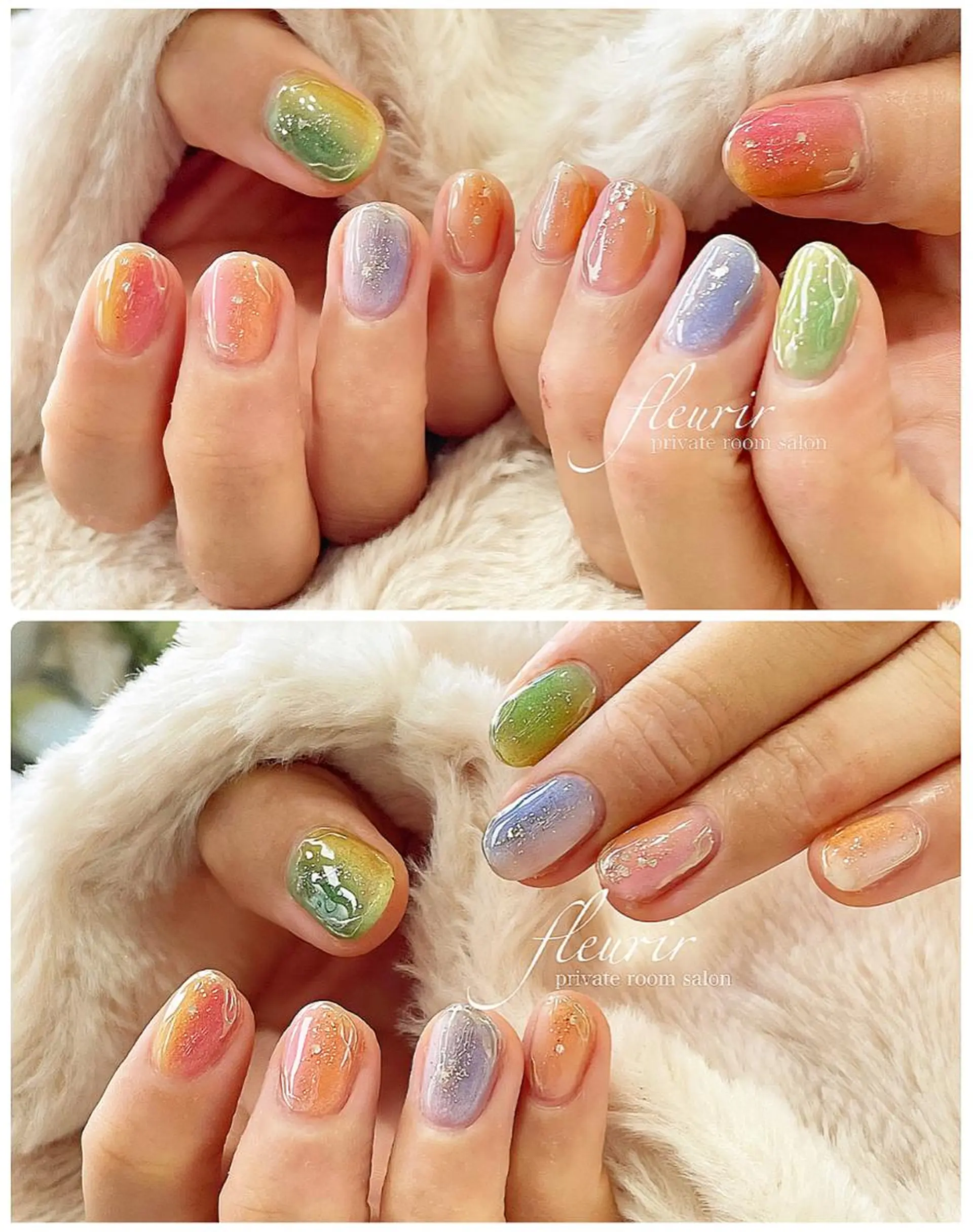 ネイル アートネイル ゴールド ミラーネイル フルリール 【プライベートサロンのネイルデザイン