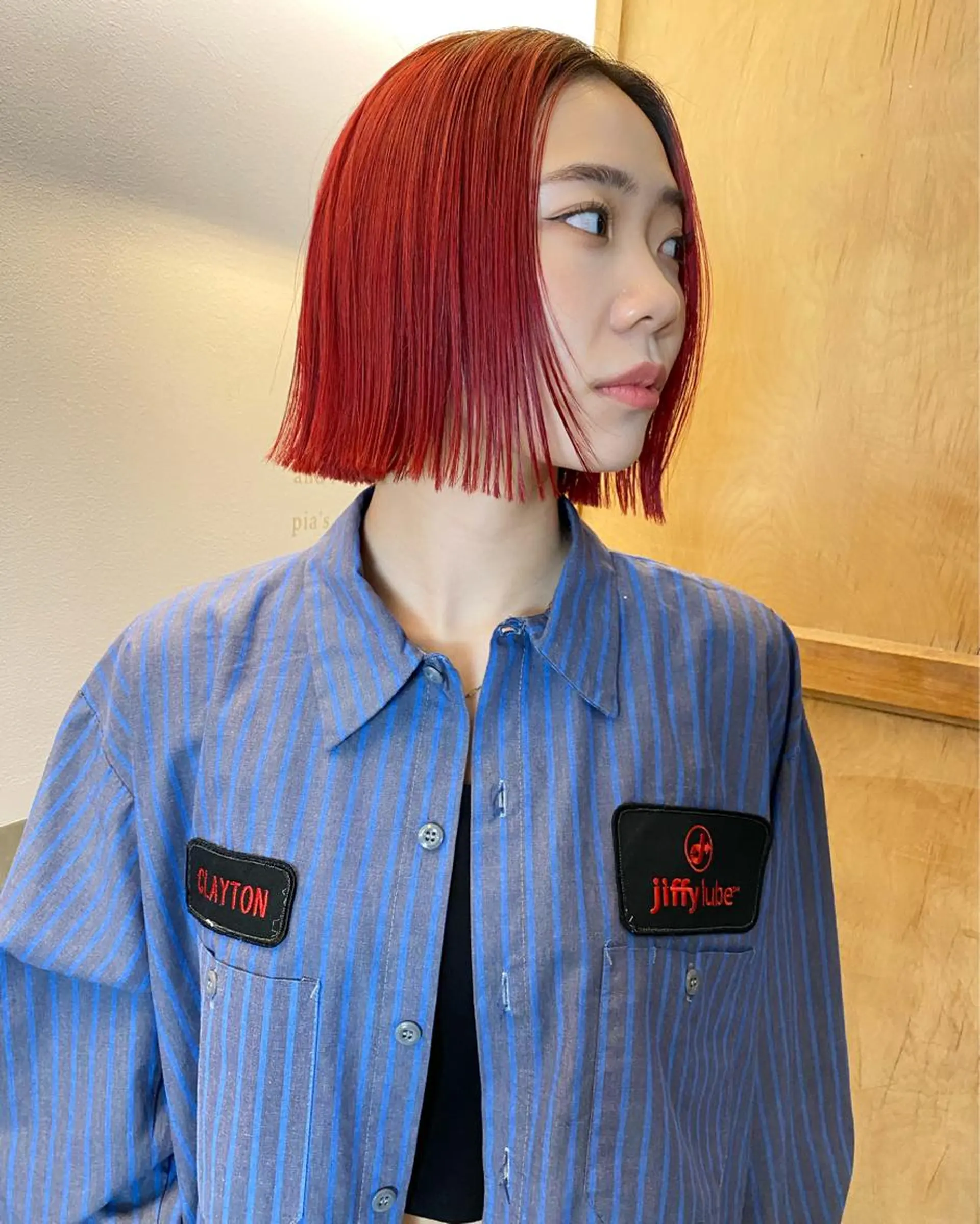 ショート カラー 切りっぱなしボブ レッドカラー ボブ ヘアカラー Pia hair Design Yakuin所属・Pia ツボイ ケイタのヘアスタイル